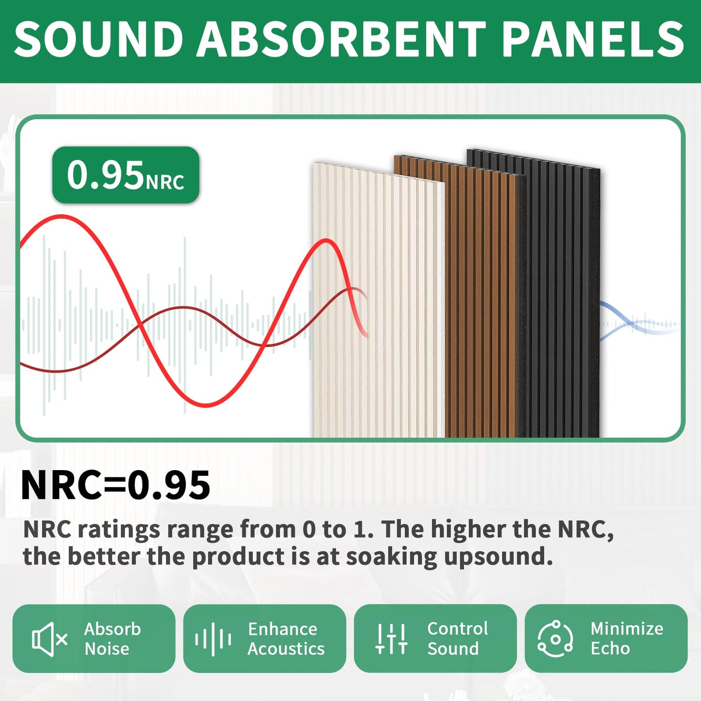 Wood Slat Acoustic Panels, 4 Pack 94" x 8"(21ft²) Wood Wall Panels, Soundproof Wood Slat Panel, 3D Fluted Sound Absorbing Paneling for Wall Decor, Living Room, Bedroom, Walnut