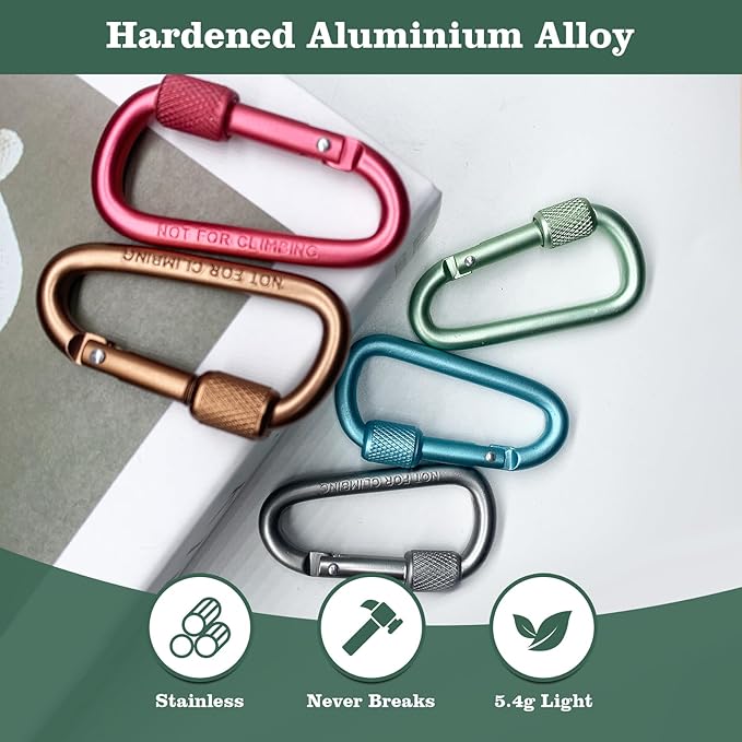 Carabiner, 2 inch D-Ring Locking Carabiner Clip, Snap Hook Sport Accessories for Outdoor Camping Hiking