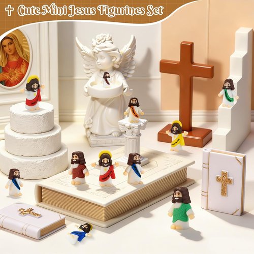 Little Jesus Figures 30 Pack - Mini Jesus Loves You Figurines for Religious Giveaways & Easter Gifts