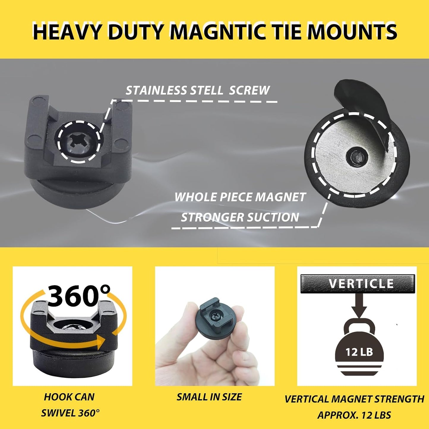 DyaMag 22mm 7.84" (10Magnets, 20 Magnetic Cable Zip Mounts Magnetic Cable Holder Multipurpose Magnet Wire Management
