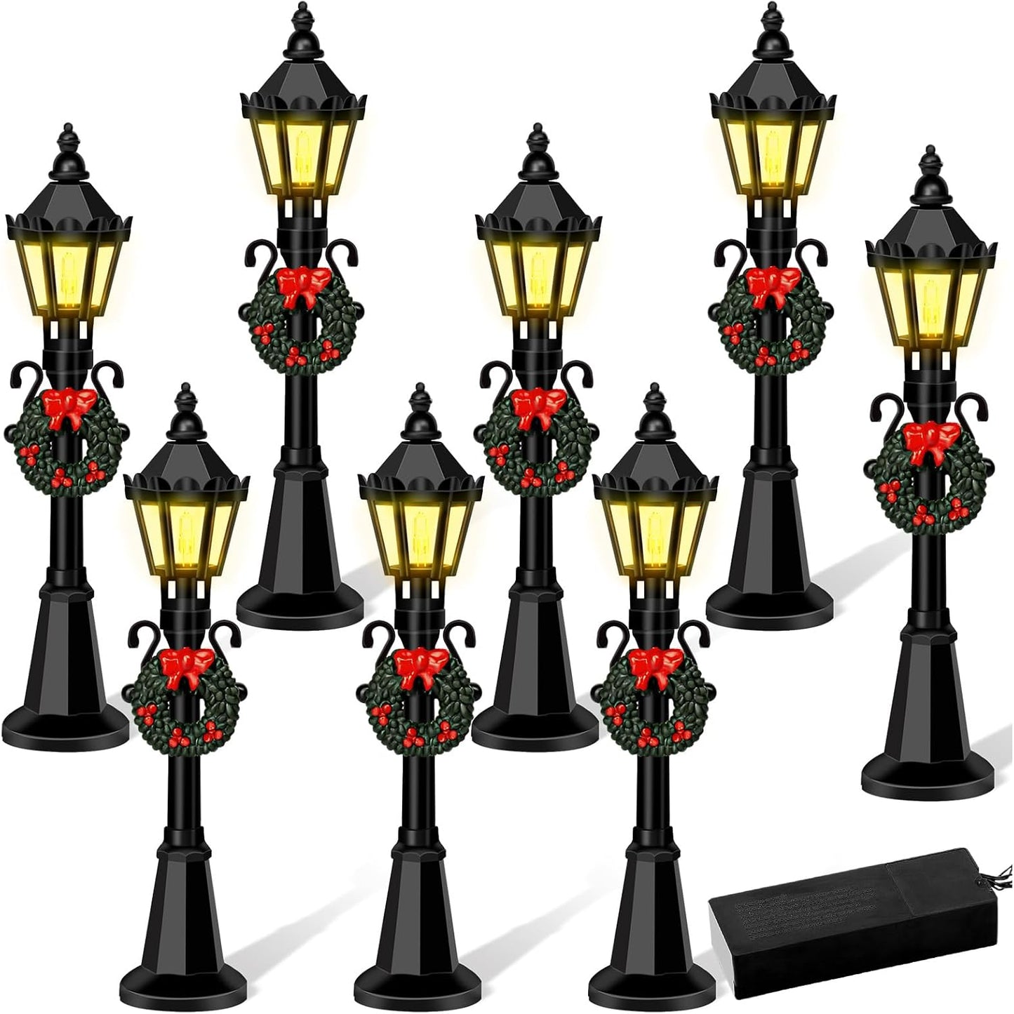 Skiennix Mini Street Light Models - 4 Pcs Dollhouse Lanterns for Christmas Village Decor | DIY Fairy Garden Accessories
