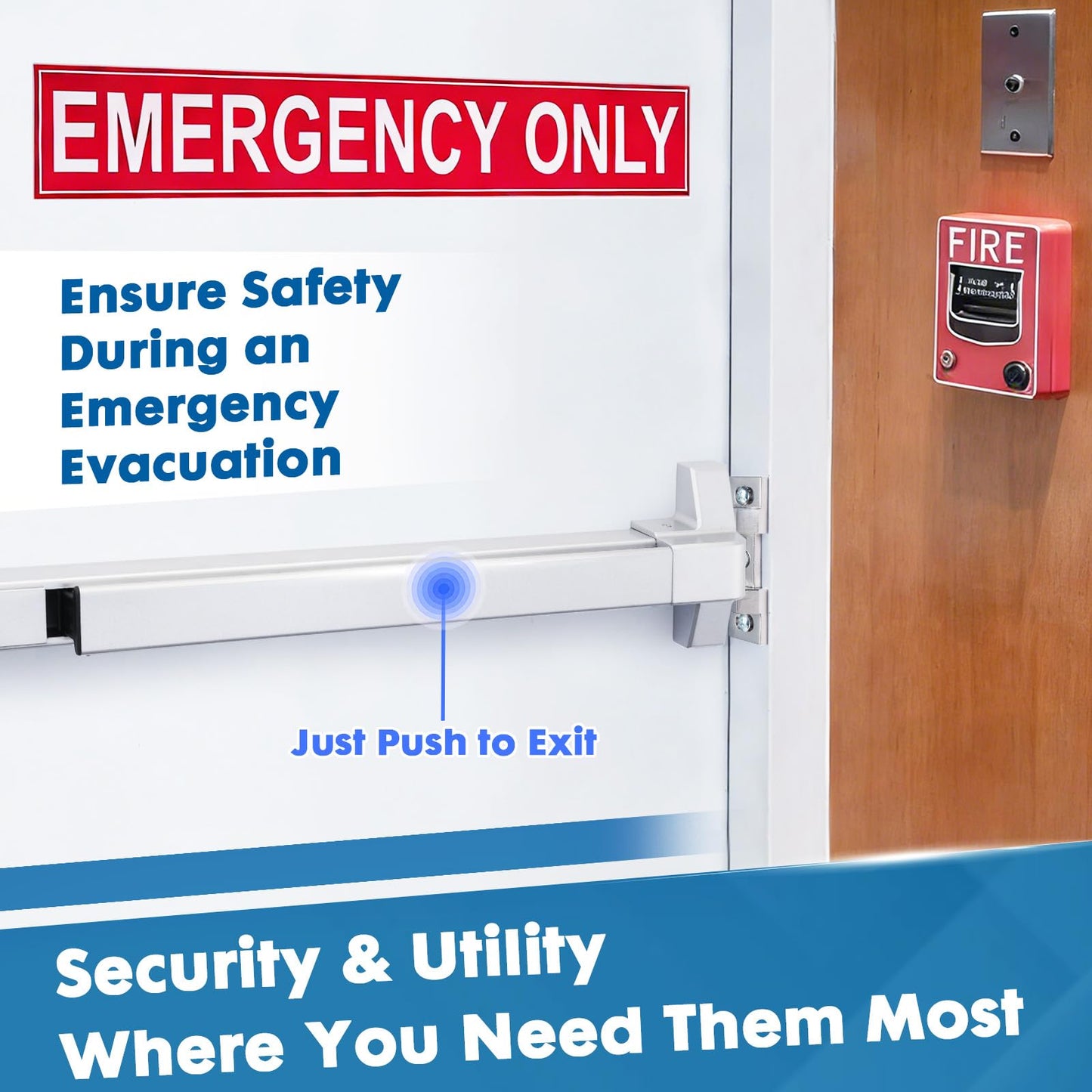 Suermany Commercial Door Push Bar Panic Exit Device with Exterior Lever, 32" Stainless Steel Panic Bars for Exit Doors, Aluminum Silver