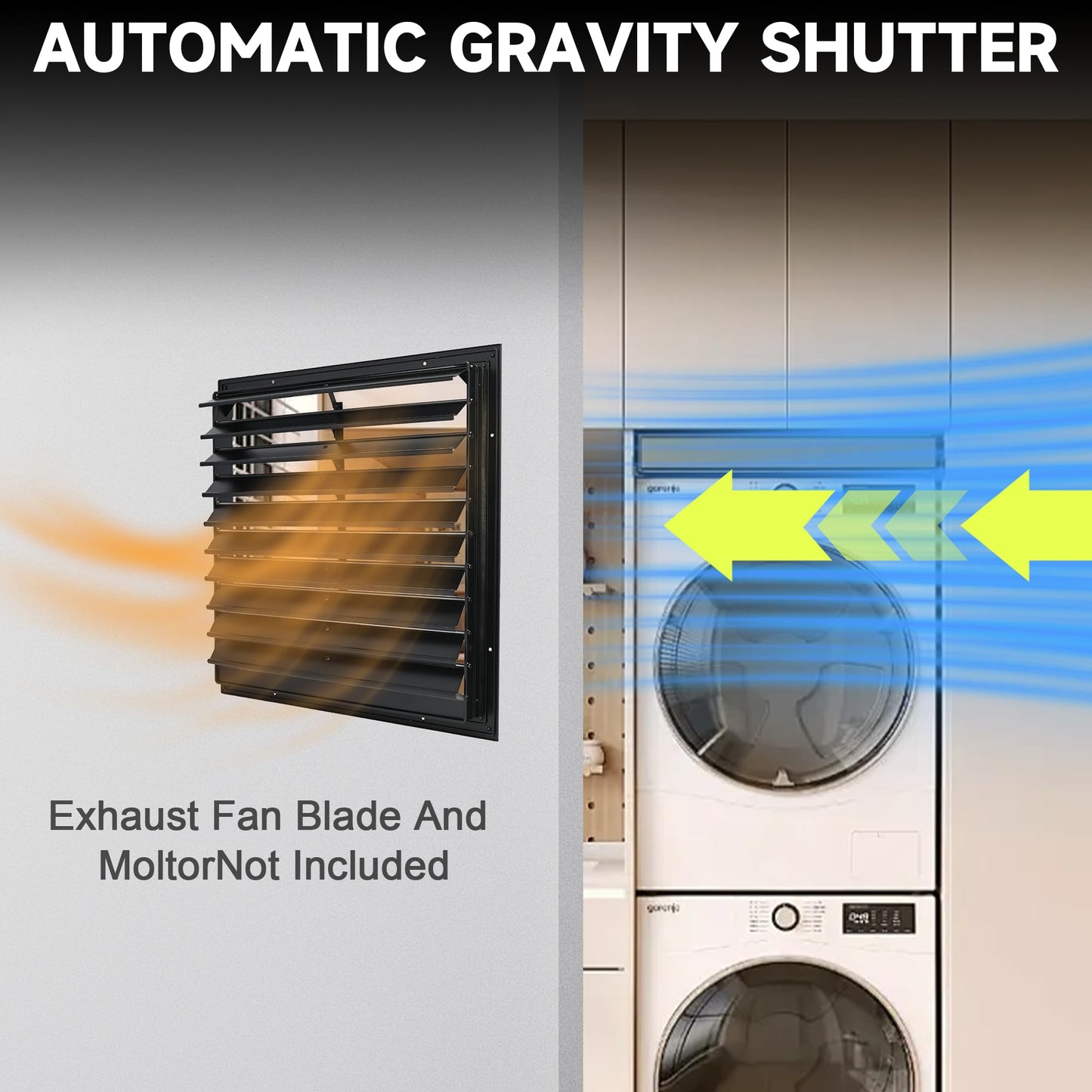 YAGEANNL 20 Inch Automatic Exhaust Shutter Louver Vent, 2Pcs Aluminum Gravity Shutters Louver for Windows Outside, Home Attics, Greenhouse Vent