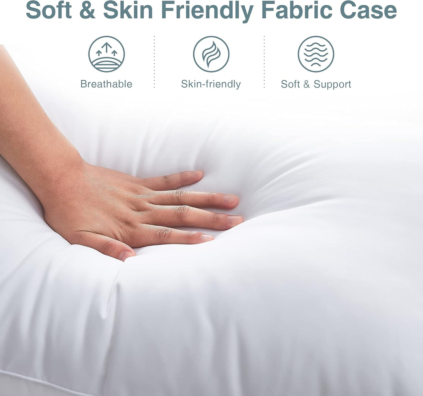 Acanva Bed Pillows - Soft Microfiber Filled for Side & Back Sleepers | King Size, White (2 Pack)