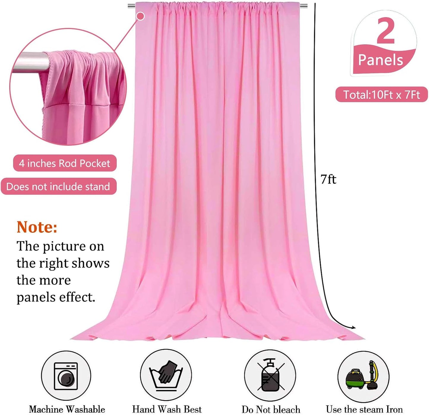Skiennix 10 x 7 Feet Pink Backdrop Curtain - Perfect for Parties, Weddings & Photoshoots | 2 Panels