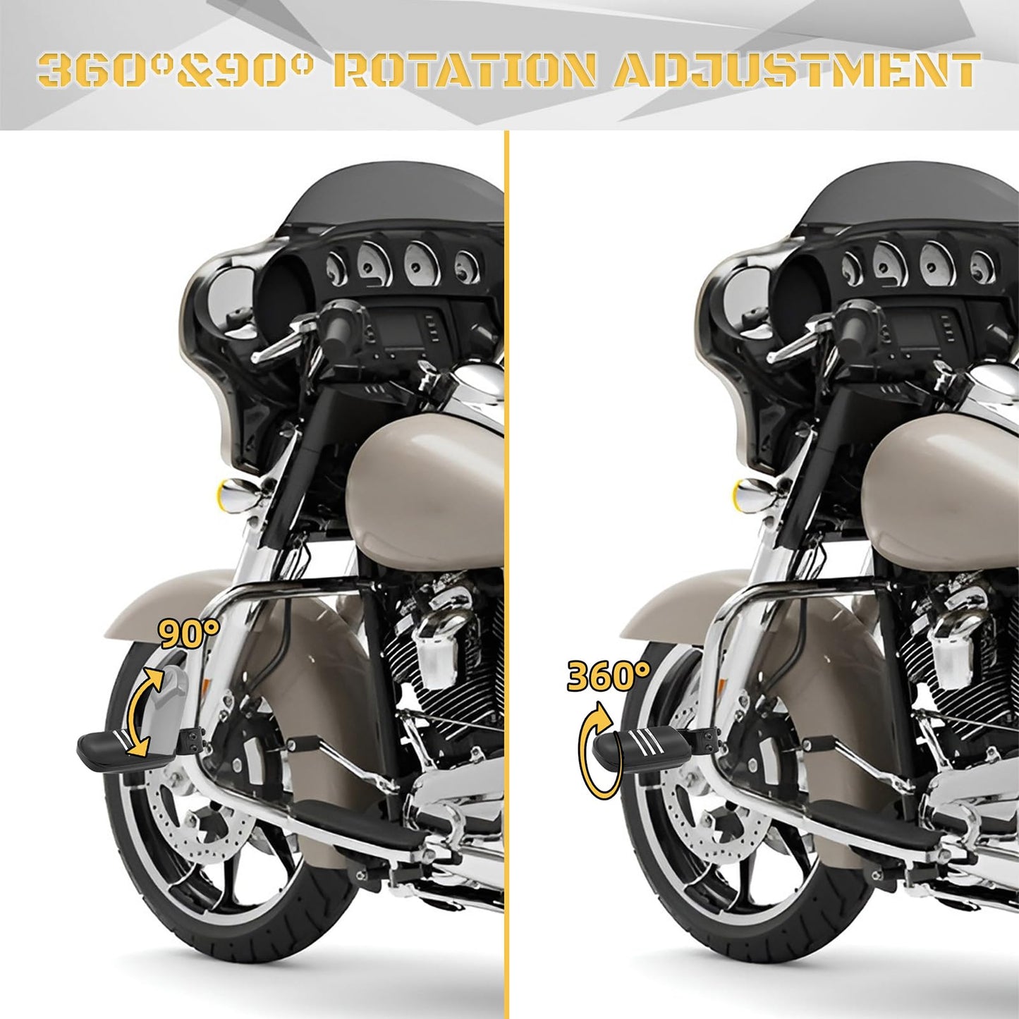 Sresk 1", 1-1/4", 1-1/3" Inch Motorcycle Highway Foot Pegs Adjustable Highway Footpegs Footrest Fit for Harley Touring Softail Road King Road Glide Sportster Honda Kawasaki Suzuki Yamaha(Black H04)