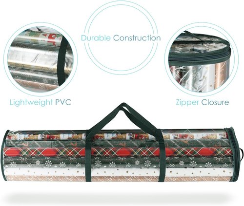 Hearth & Harbor Wrapping Paper Storage Container - Tear-Proof Organizer Holds Up to 14 Rolls | Premium Clear Design