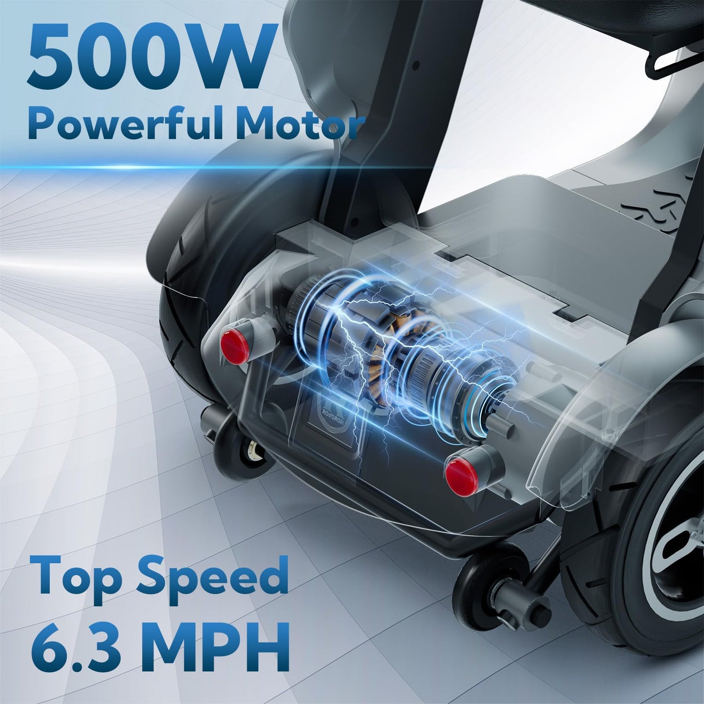 SPD2 Peak 1000W 4 Wheel Mobility Scooter,Electric Powered Wheelchair Device with 35Mile Long Range Power Extended Battery with Charger & Basket, for Travel/Elder/Adult/Handicap/Disability,Gray