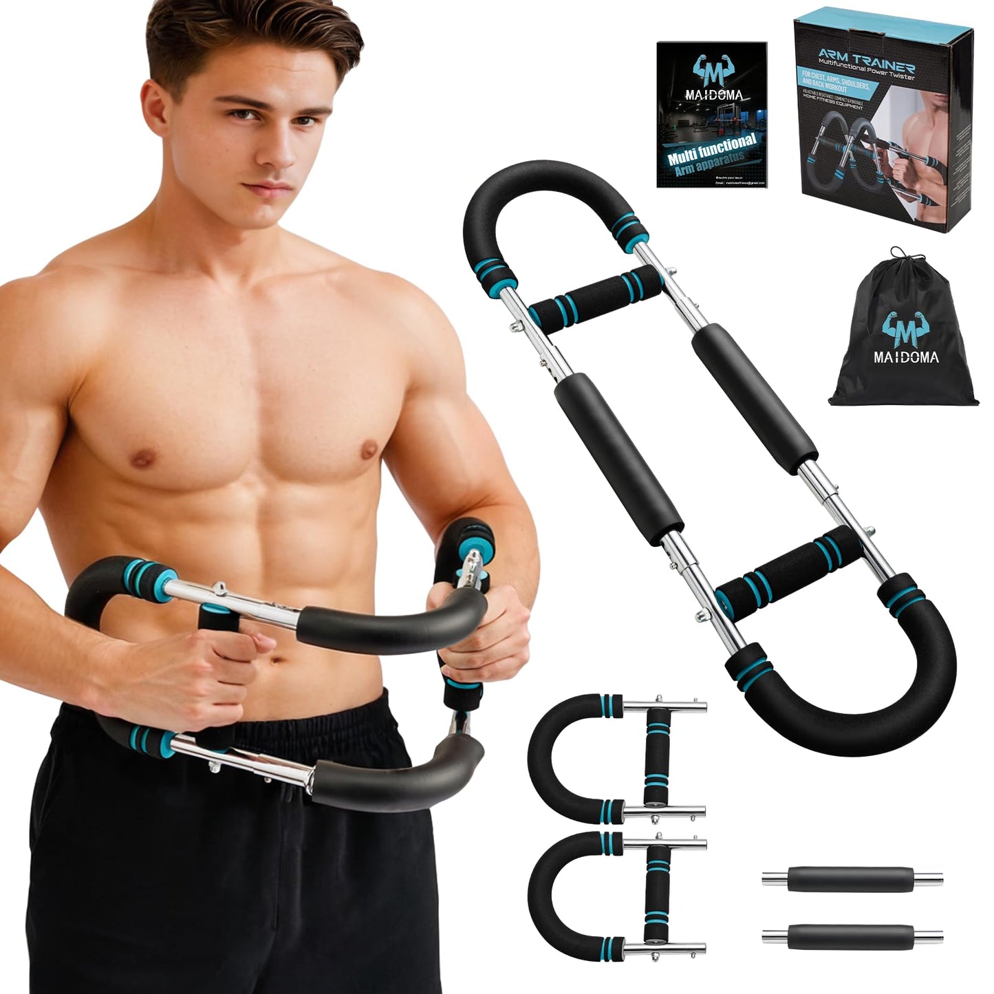 Twister Arm Trainer 20-60lb Adjustable 9 Resistance Levels Strength Trainer, Portablearm Chest Workout Equipment for Men & Women, Detachable Office Chest Trainer.（US Stock）