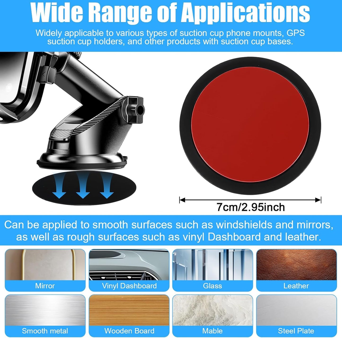 Apojgitn 3PCS 2.75 Car Dashboard Pad, Strong Adhesive Picky Pad for Phone, Sticky Suction Phone Mount for Car