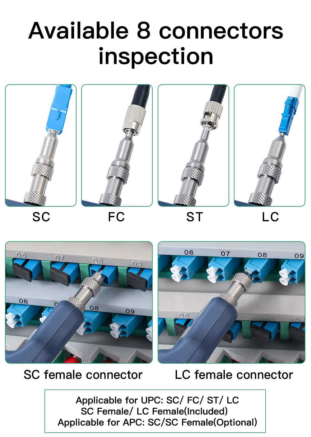 Live PON OTDR 1625nm Komshine QX55 1310/1550/1625nm 32dB Pass 1:16 Fiber Splitter for CAT5 CAT6 w/Visual Fault Locator VFL 1mW + SM Optical Light Source + Fiber Microscope Inspection Probe 400 Times