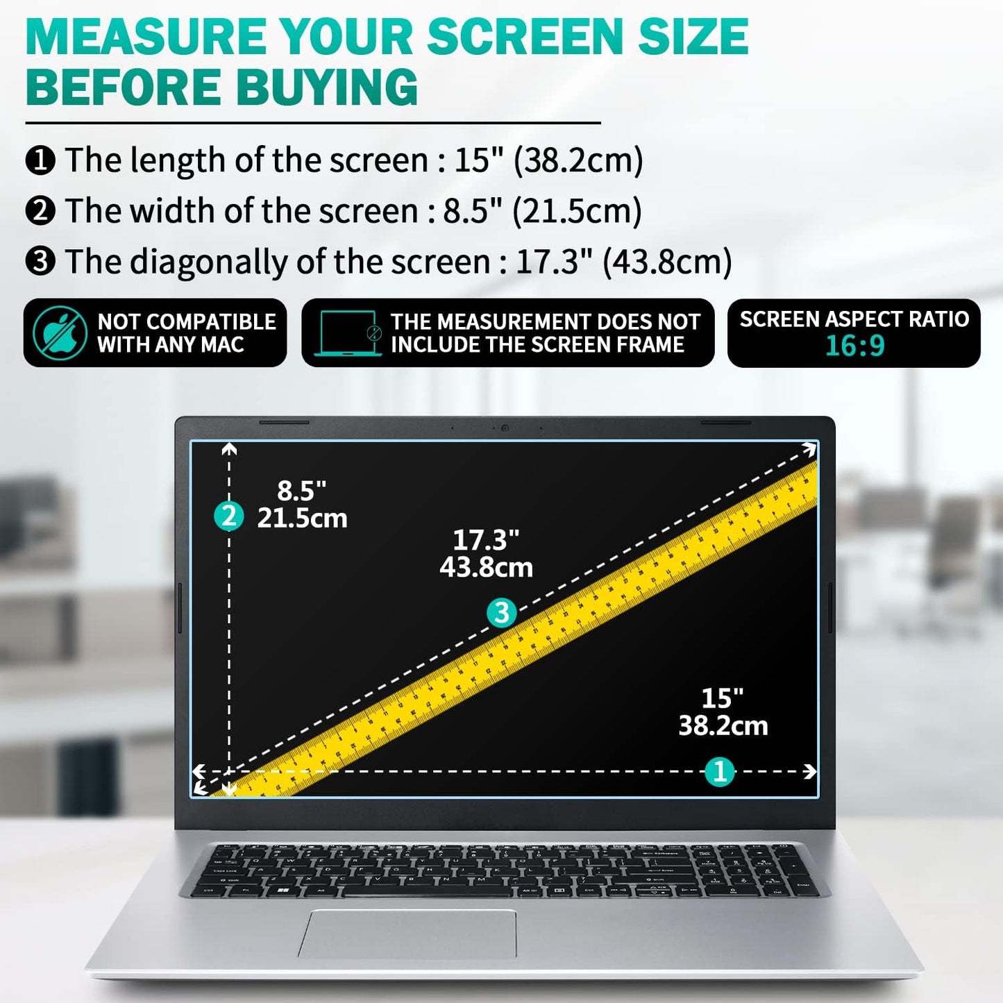 2-Pack 17.3 inch 16:9 17.3 F FORITO Anti Blue Light Matte Laptop Screen Protector, Compatible