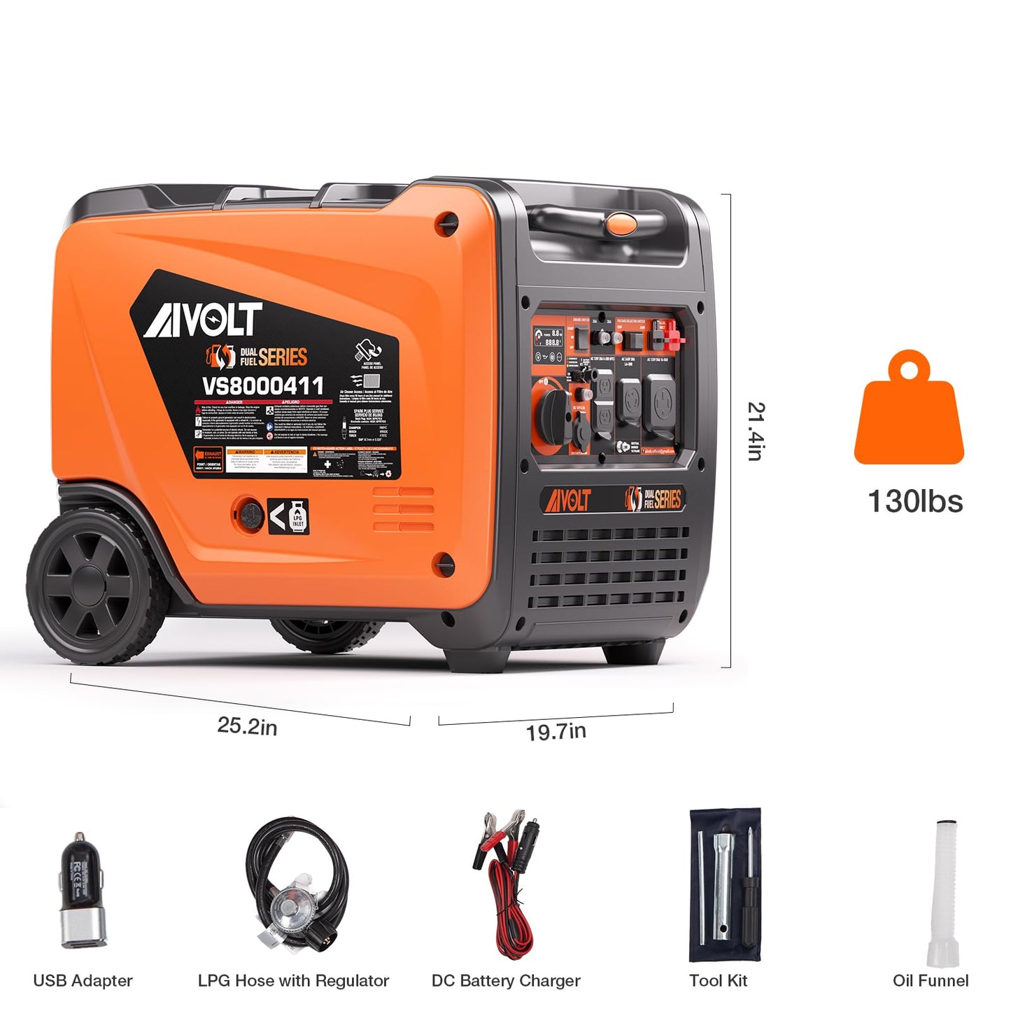 AIVOLT 8000W Dual Fuel Inverter Generator, Super Quiet Electric Start Portable Generator Gas Propane Powered for Home Backup, RV, Camping & Travel - CARB Compliant