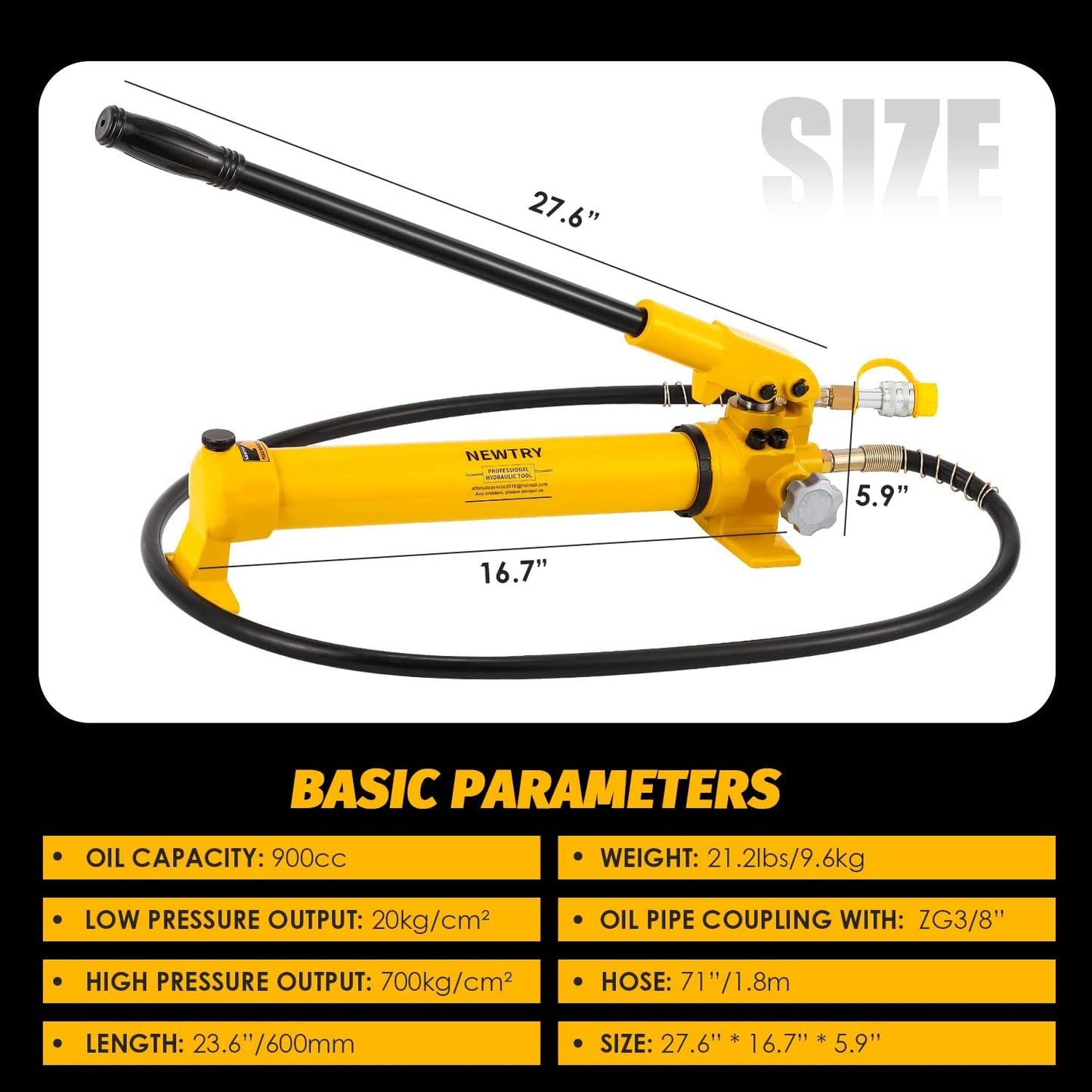 NEWTRY 30 ton Hydraulic Ram Jack + CP-700 Hydraulic Hand Pump Low Profile Porta Power Kit Single Section Mini Jack 0.55’’ Stroke Industrial Hydraulic Cylinder