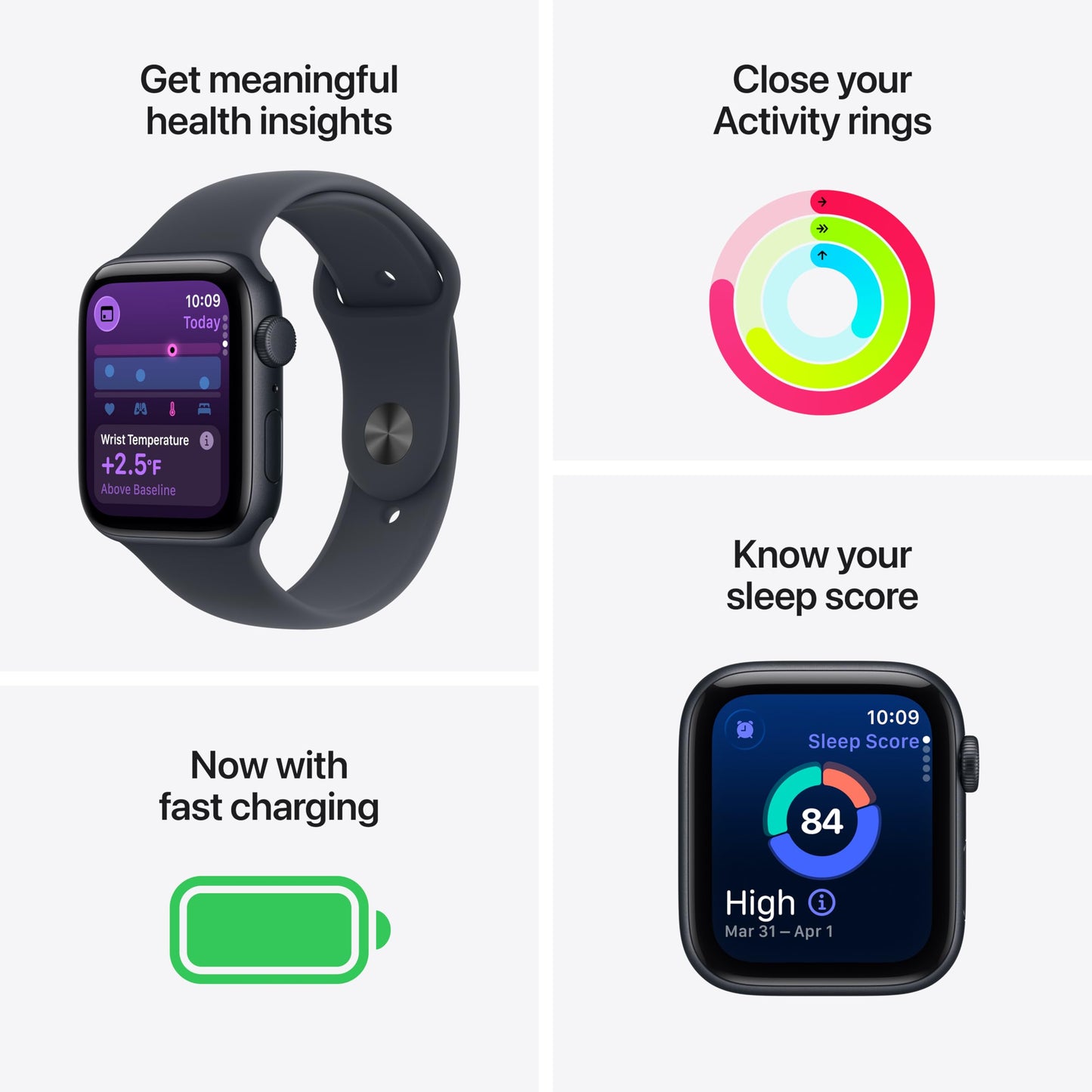 Apple Watch SE 3 [GPS 40mm] Smartwatch with Midnight Aluminum Case with Midnight Sport Band - S/M. Fitness and Sleep Trackers, Heart Rate Monitor, Always-On Display, Water Resistant