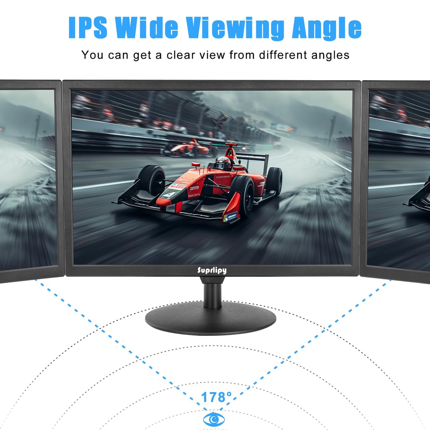 Suprlipy 19 inch FHD Small IPS Monitor LCD Display Screen 1440x900 60Hz 16:10 with HDMI BNC VGA AV USB Input Built-in Lounspeakers for CCTV Security Camera DVR PC RasPi