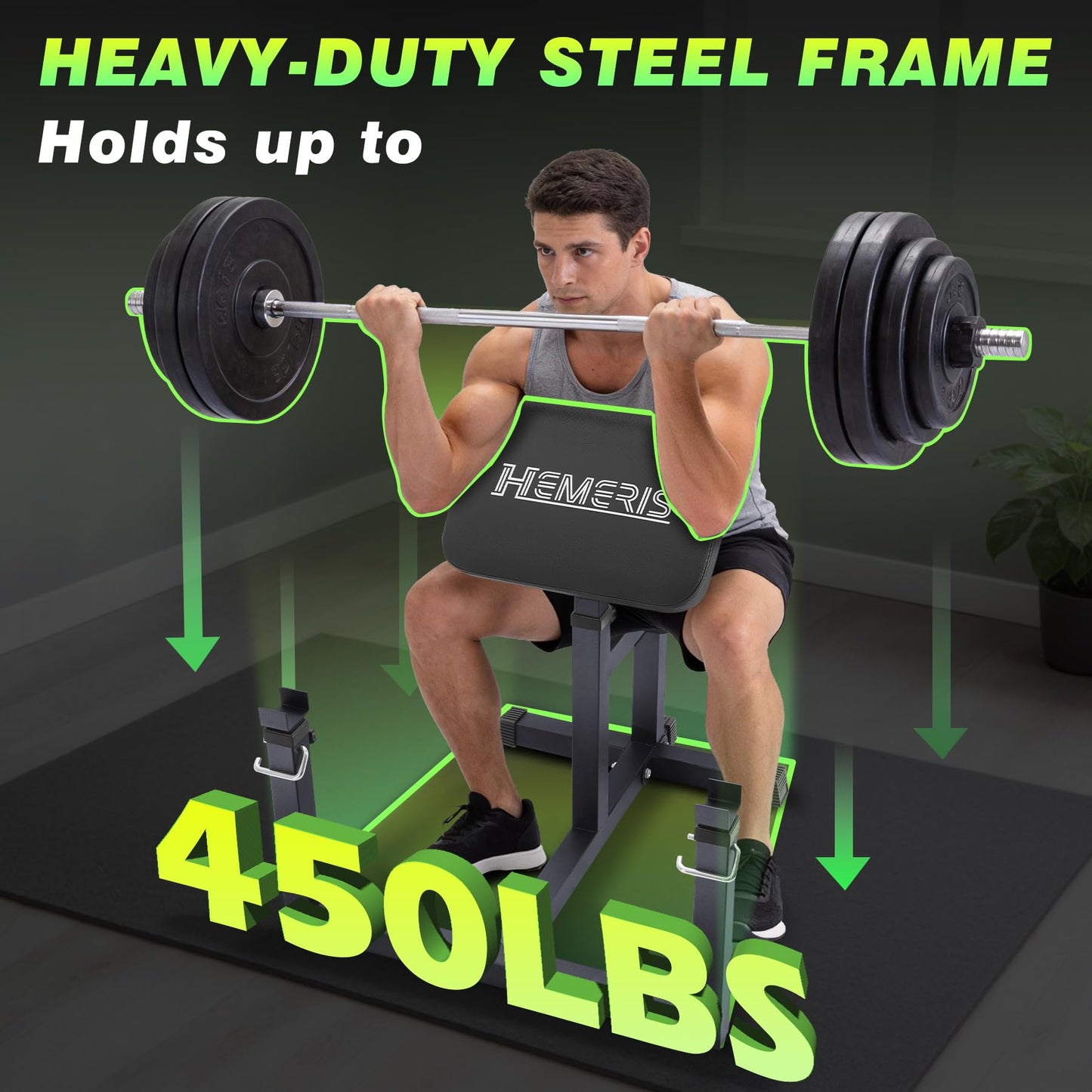 HEMERIS Preacher Curl Bench, Max Load 450 LBS Strength Training Bench Home Gym Bench Fitness Equipment,6-Level Seated Barbell Dumbbell Bicep Curl Machine Weight Bench(Black)