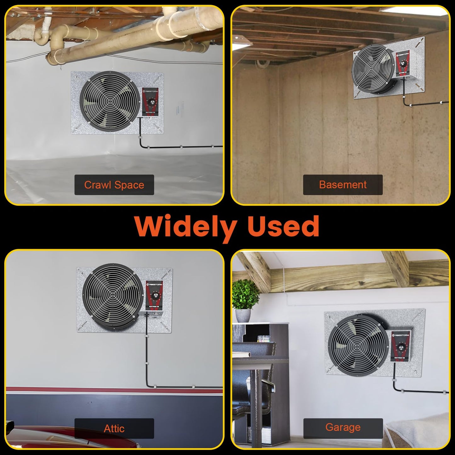 Abestorm 720CFM High Air Flow Crawlspace Ventilation Fan, IP55 Rated 10" Vent Fan with Humidistat Freeze Protection Thermostat for Crawl Space, Basement, Garage, Attic with Isolation Mesh