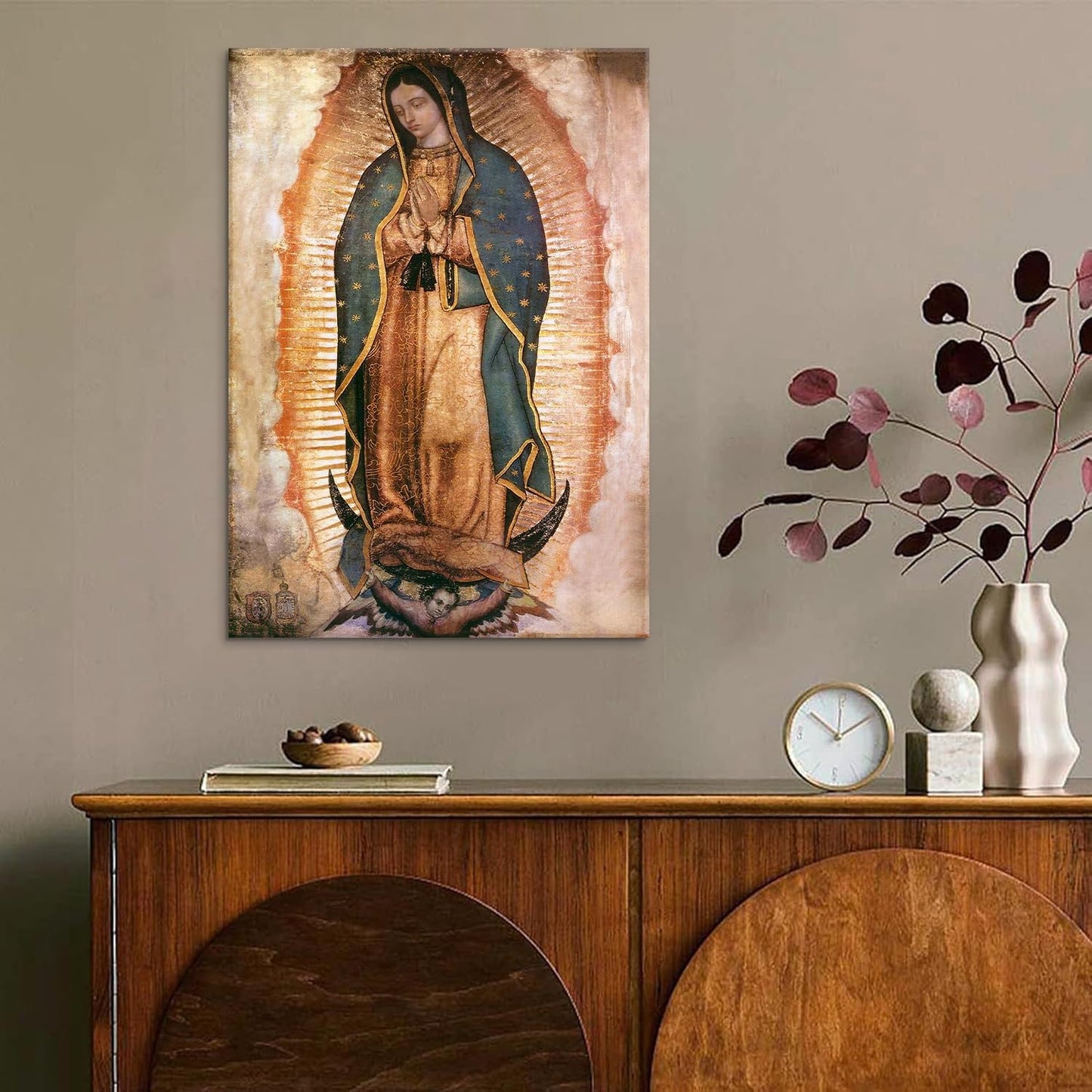 Our Lady of Guadalupe Wall Art | Framed Portrait Painting for Catholic Decor - 8x10 Canvas
