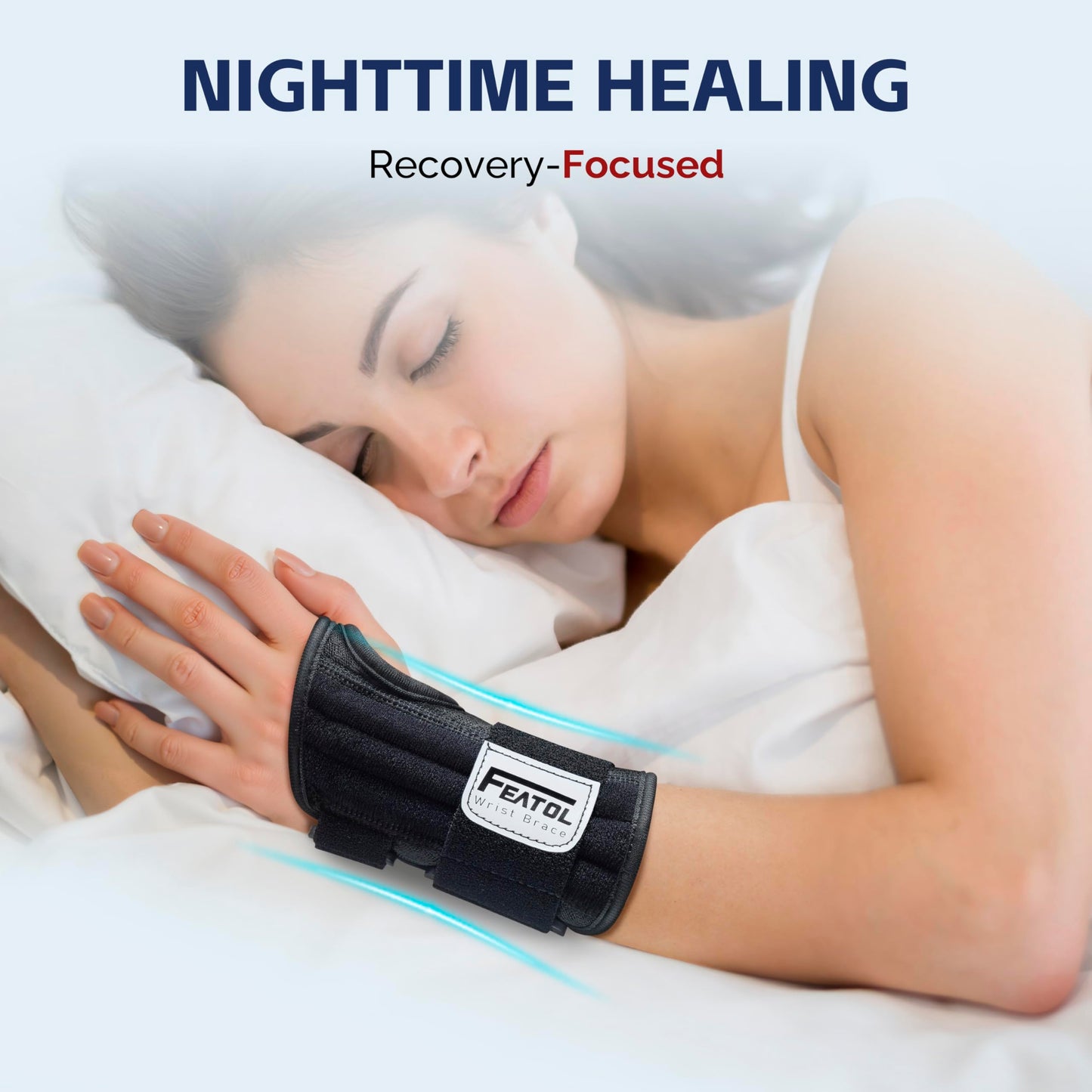 FEATOL 2 Pack Carpal Tunnel Wrist Brace For Work With Wrist Splint, 6.5'' Hand Brace Night Support For Women Men, Pain Relief For Tendonitis, Arthritis, Pregnancy, Typing, Right and Left Hand, Large