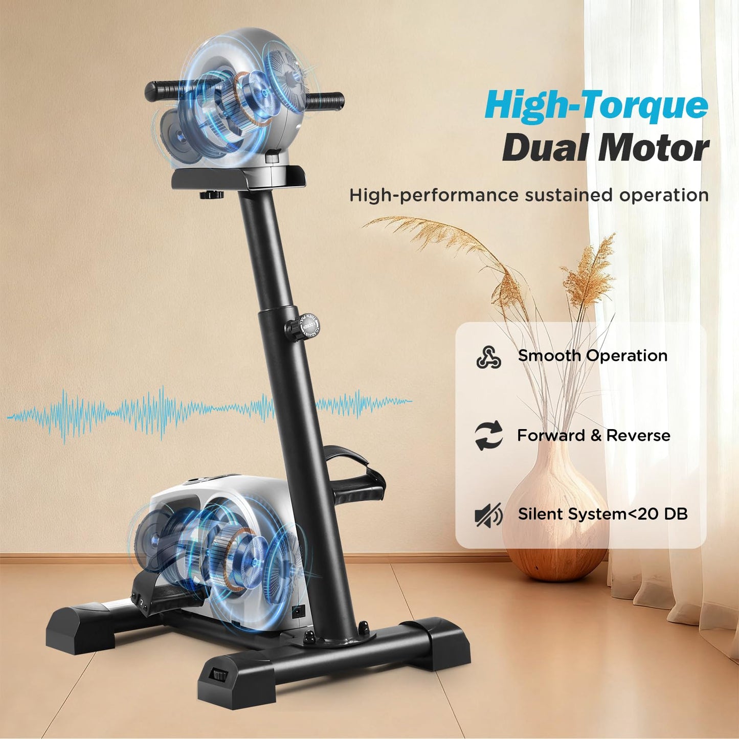 Phyciser Motorized Exercise Bike for Physical Therapy with Leg Support & Stroke Hand Brace - Arm Leg Pedal Exerciser|Rehabilitation Equipment |Assists Legs, Knees, Feet and Arms|Seniors & Disabled