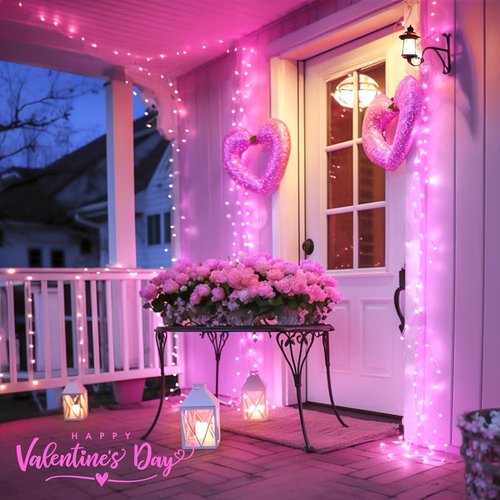 JMEXSUSS Pink String Lights - 33ft Battery Operated 100 LED Fairy Lights with Remote | 8 Modes for Outdoor Decor