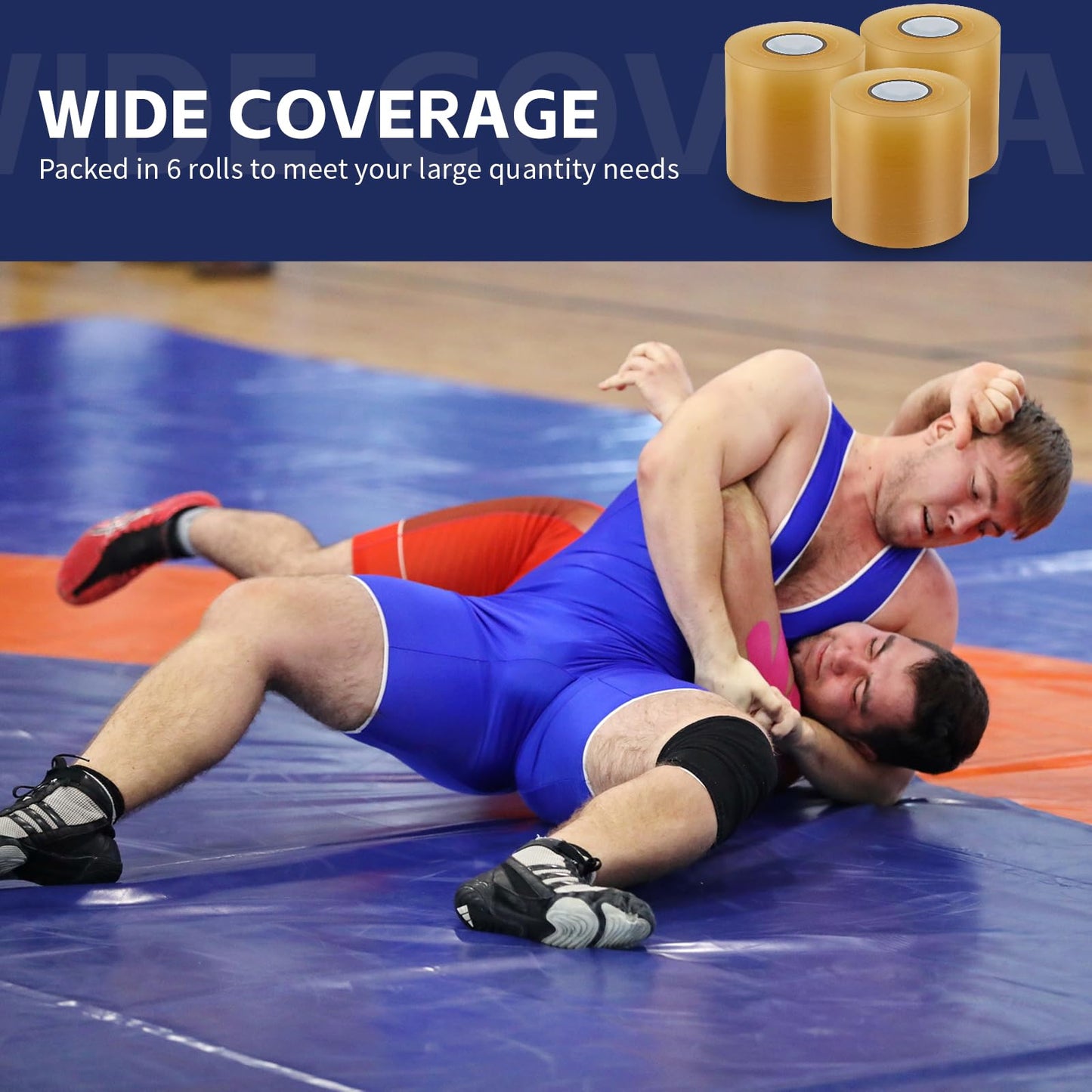 24 Rolls 3'' or 4'' x 84' Wrestling Mat Tape Gymnastics Floor Tape Wrestling Grappling Exercise Mats Seam Cover Tape Heavy Duty Carpet Jiu Jitsu Mats (A, 4")