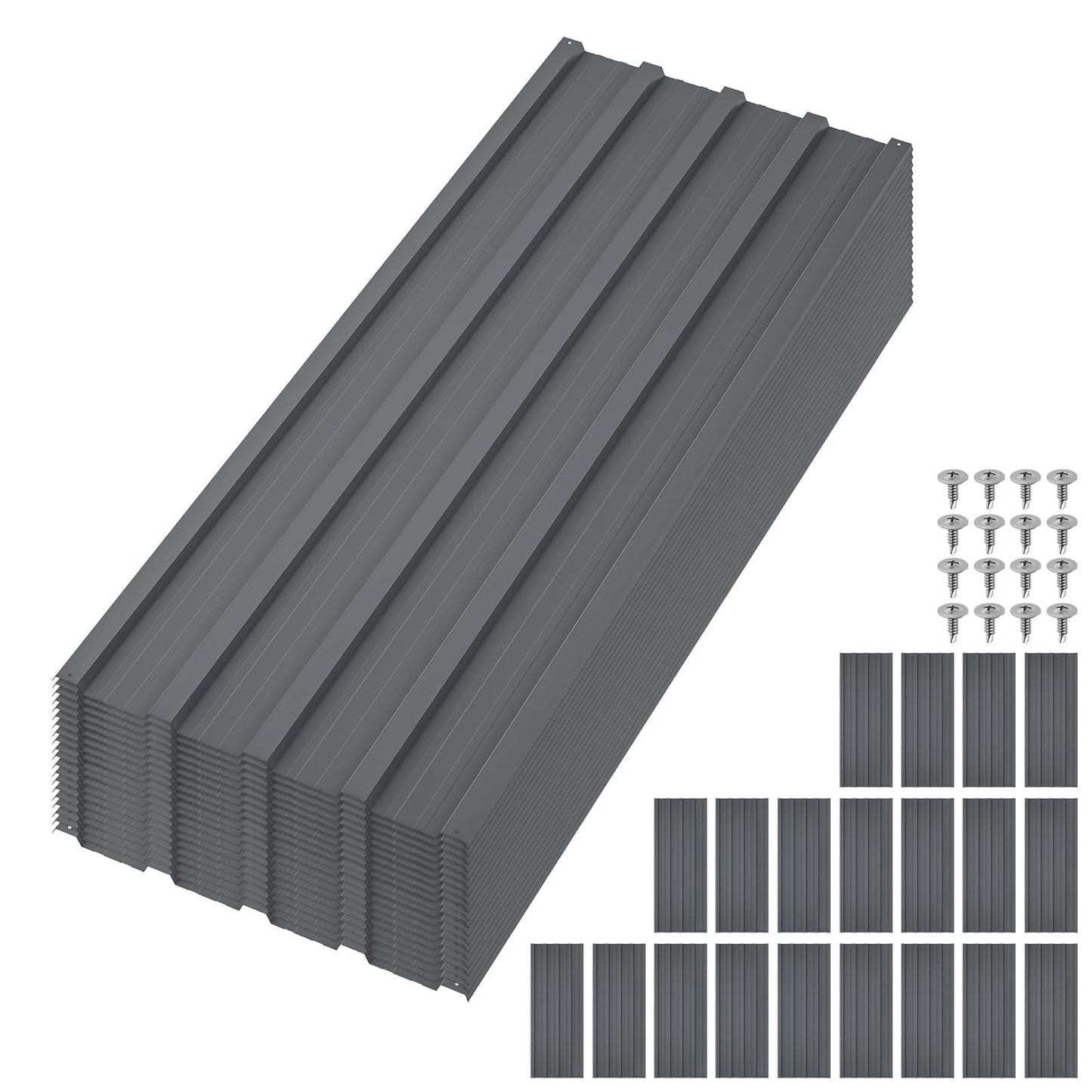 20pcs Metal Roofing Panels, 6ft Corrugated Metal Roof Panels with Screws, Heavy Duty Waterproof Galvanized Steel Roof Sheets for Outdoor Carport, Garage, Shed, Warehouse, Porch, Pergola, Patio