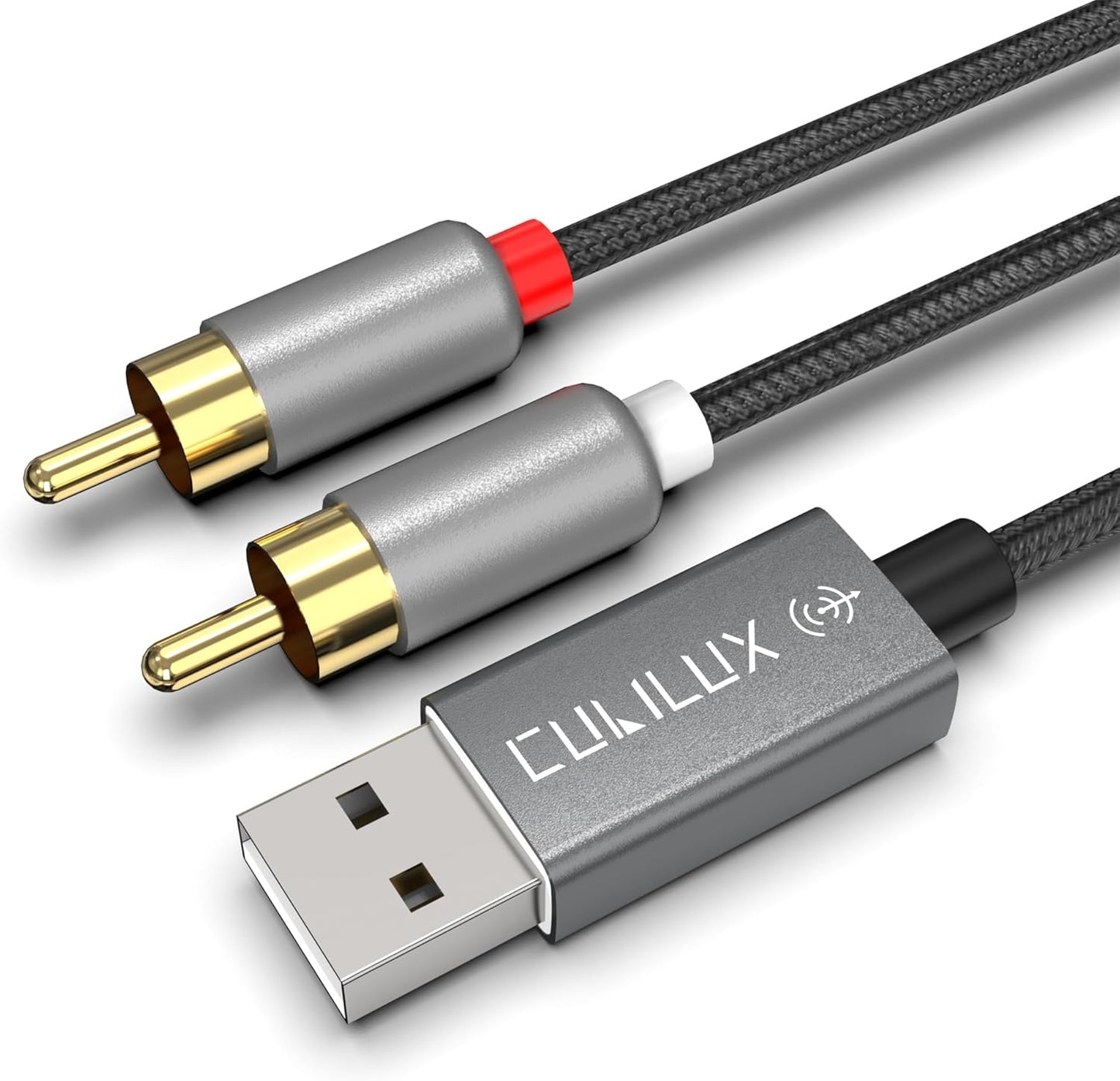 384KHz/24-bit 2 2RCA 6 Cubilux USB to RCA Audio Cable with DAC, USB A Male to Male RCA Stereo AUX Cord, Auxilary Cable