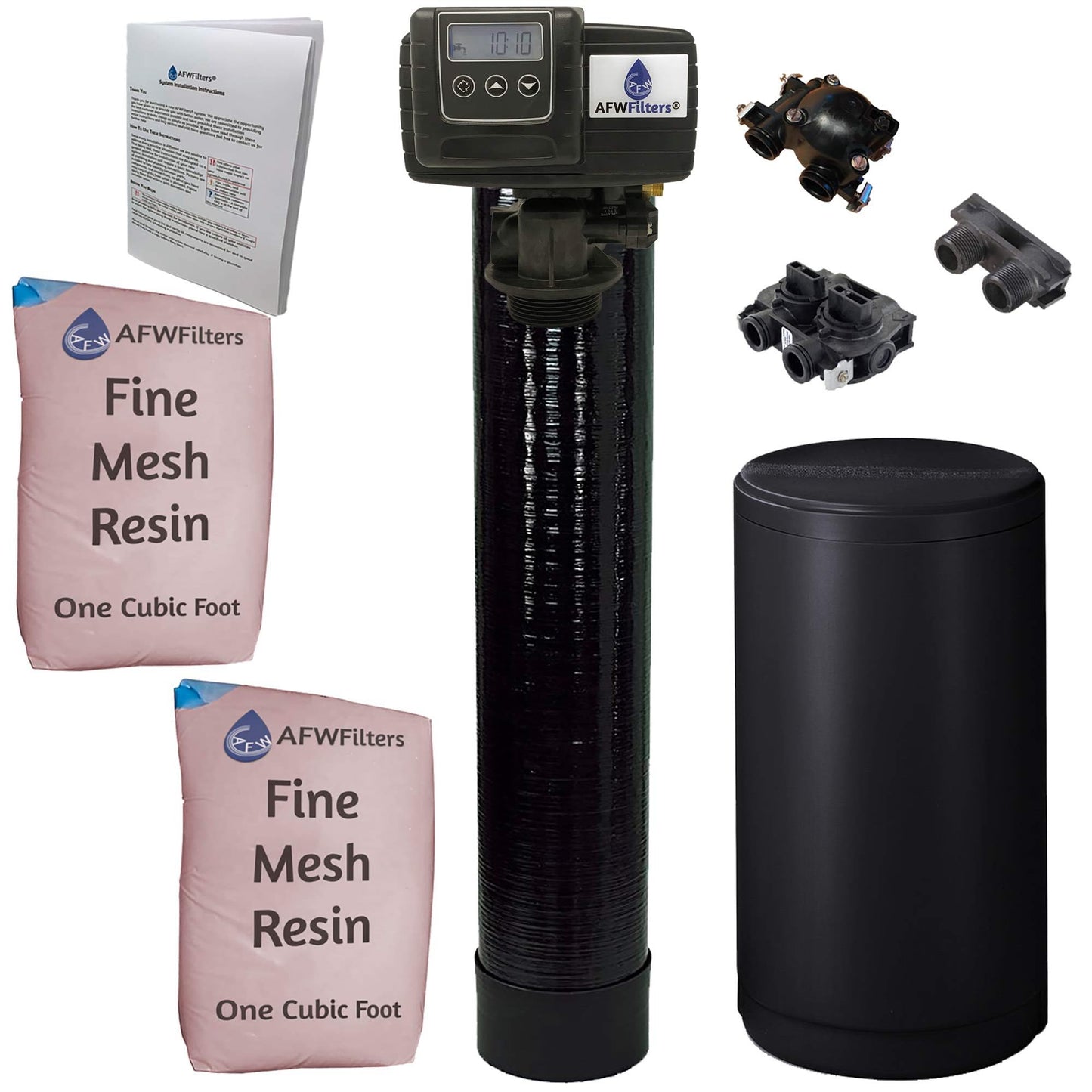 AFWFilters Iron Pro 2 Combination Water Softener Iron Filter Fleck 5600SXT Digital Metered Valve 64,000 Grain - High Flow for Whole House Use - Removes Hardness, Iron, Manganese, Sediment, Rust