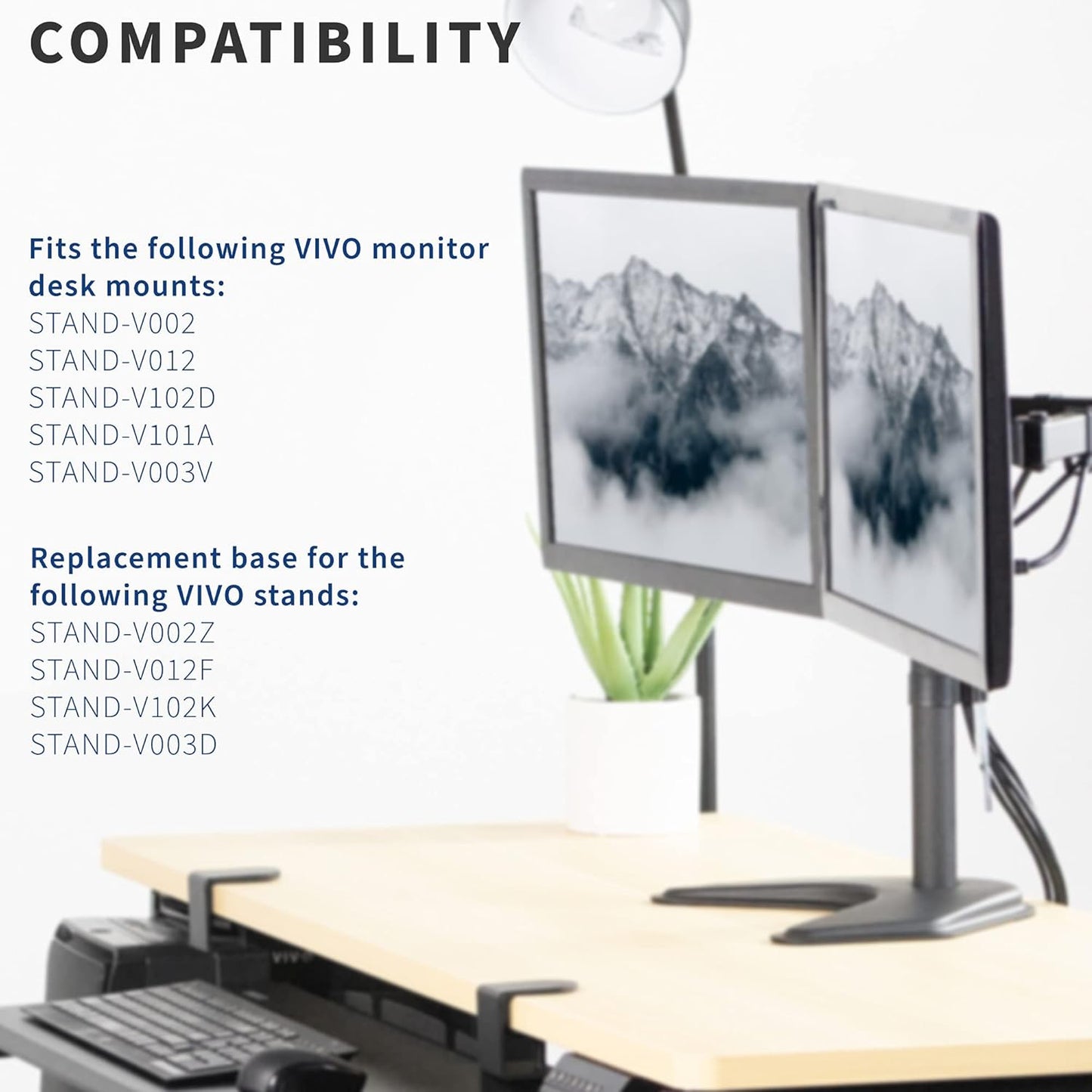 13 11 inch PT-SD-BS02F VIVO Heavy Duty Freestanding Base for Monitor Desk Mount Stand, x Platform, Padded Anti-Skid