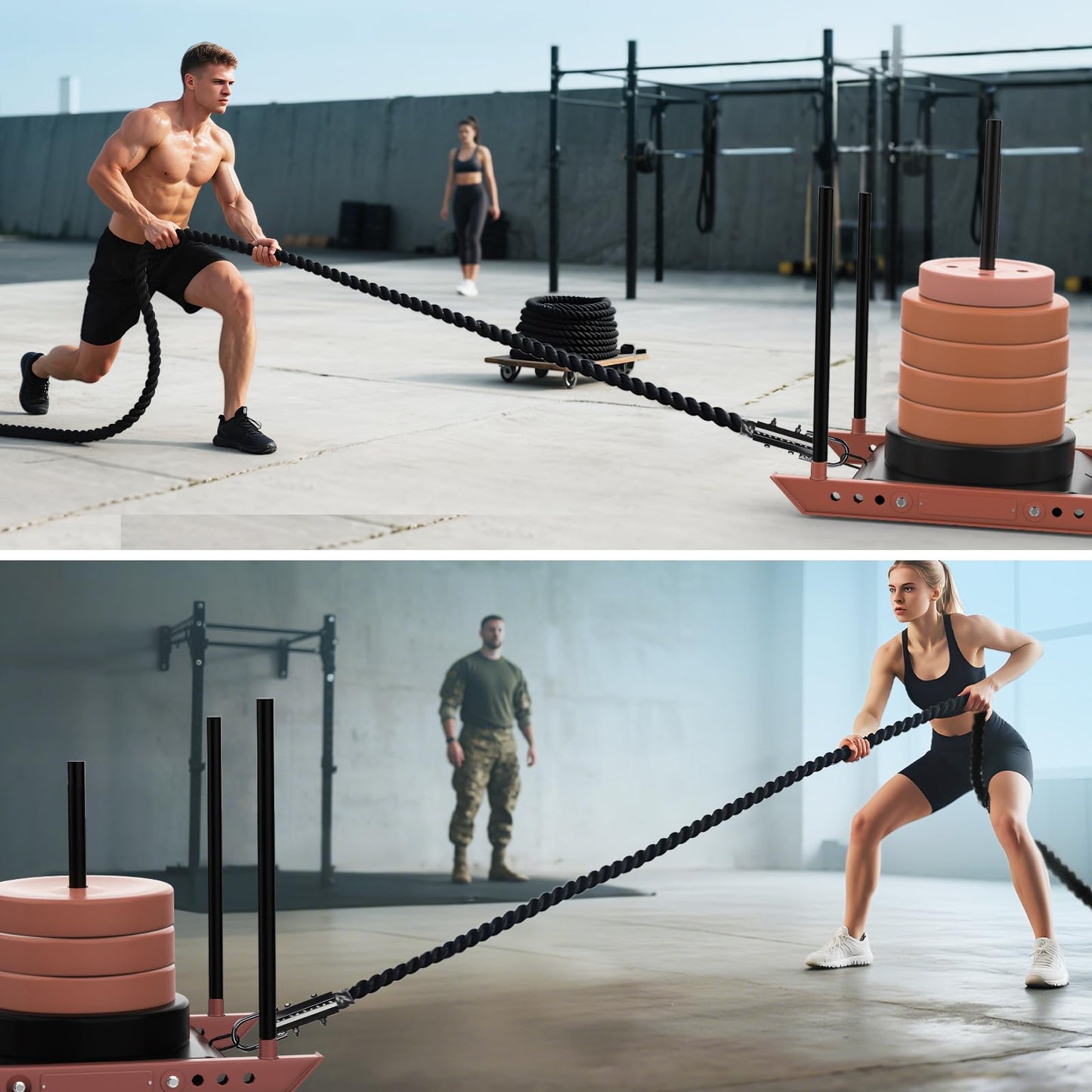 Keepark Weight Workout Sled Pulling Rope - Heavy Duty Workout Rope for Weight Sled, Tire Drag, Football Training - Fitness Resistance Exercise Equipment for Men & Women - 1.5 Inch x 50FT