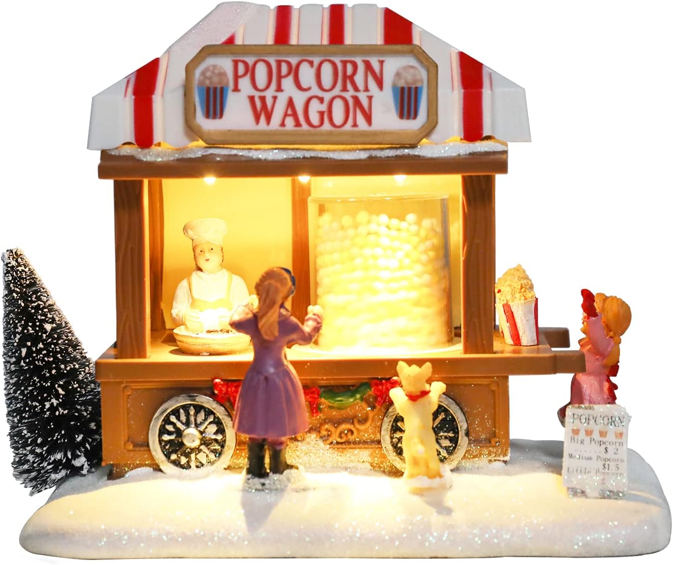 Regine Switzerland Christmas Village Houses - Popcorn House with LED Light & Music | Indoor Xmas Decor