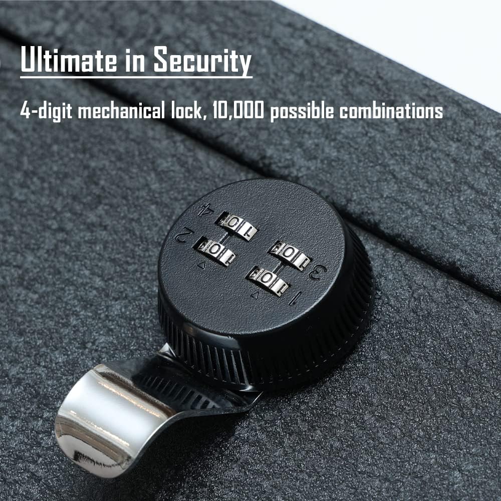 Center Console Gun Safe Vault - WASAI Vehicle Safe Vault Compatible with Ford Bronco 2025-2026, Anti-Theft High Security Armrest Lock Box with 4-digit Lock.
