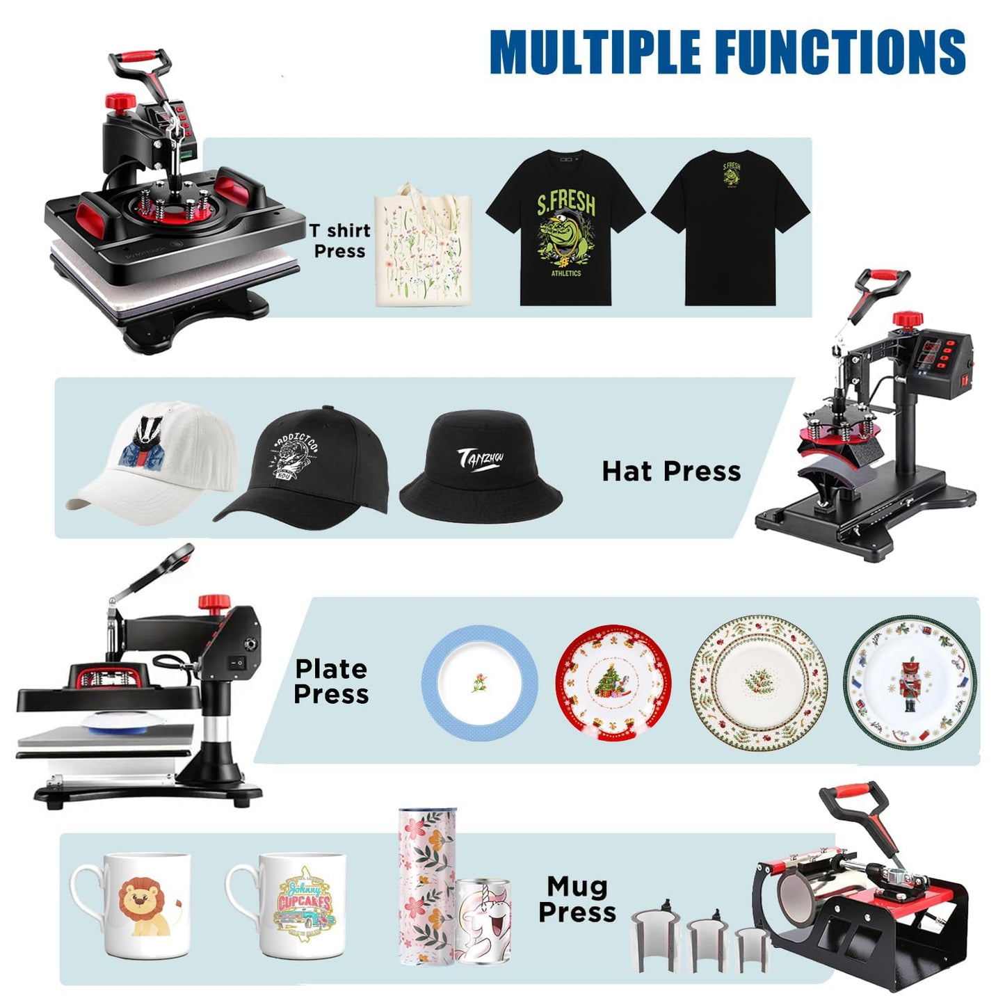 AKEYDIY Professional 8 in 1 Heat Press Machine Sublimation Machine 12" X 15" Shirt Press Machine 360° Swing Away - Industrial-Quality Digital Sublimation Heat Press Machine for T Shirt Mug Hat Plate