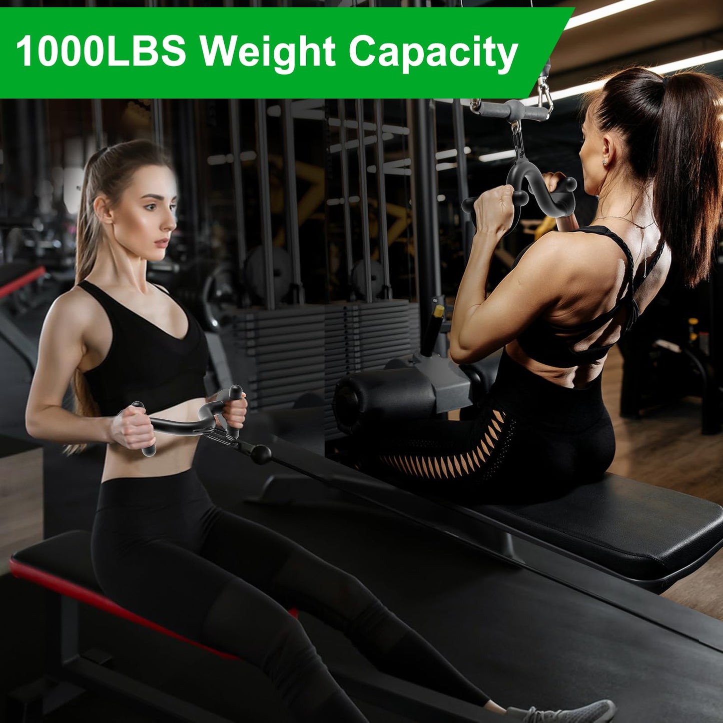 Kipika 12" Lat Pull Down Bars Cable Machine Attachment, Rowing T-bar V-bar Set, Back Strength Training Handle Grips for Cable Machine Rowing Machine