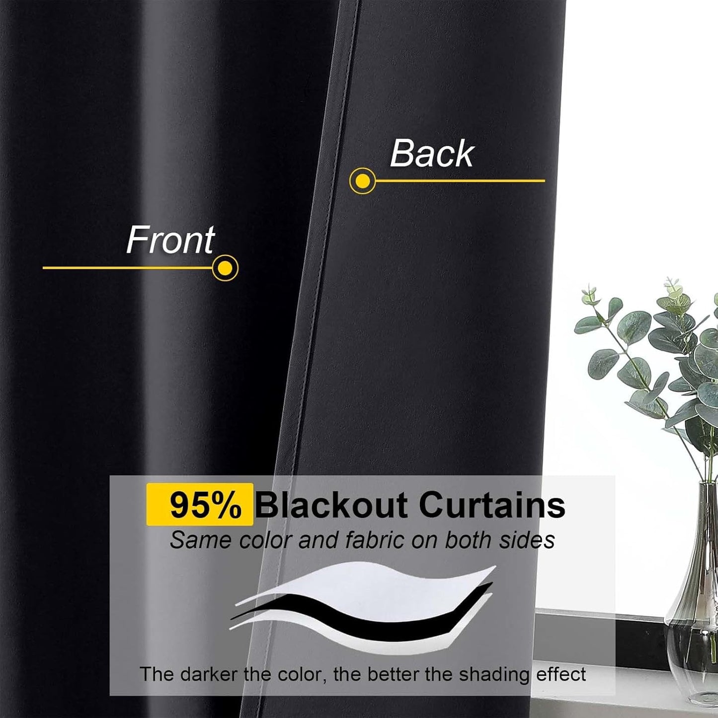 Skiennix Blackout Curtains - Soft Thermal Insulated Room Darkening Window Treatments | 63" Length, 2 Panels Set