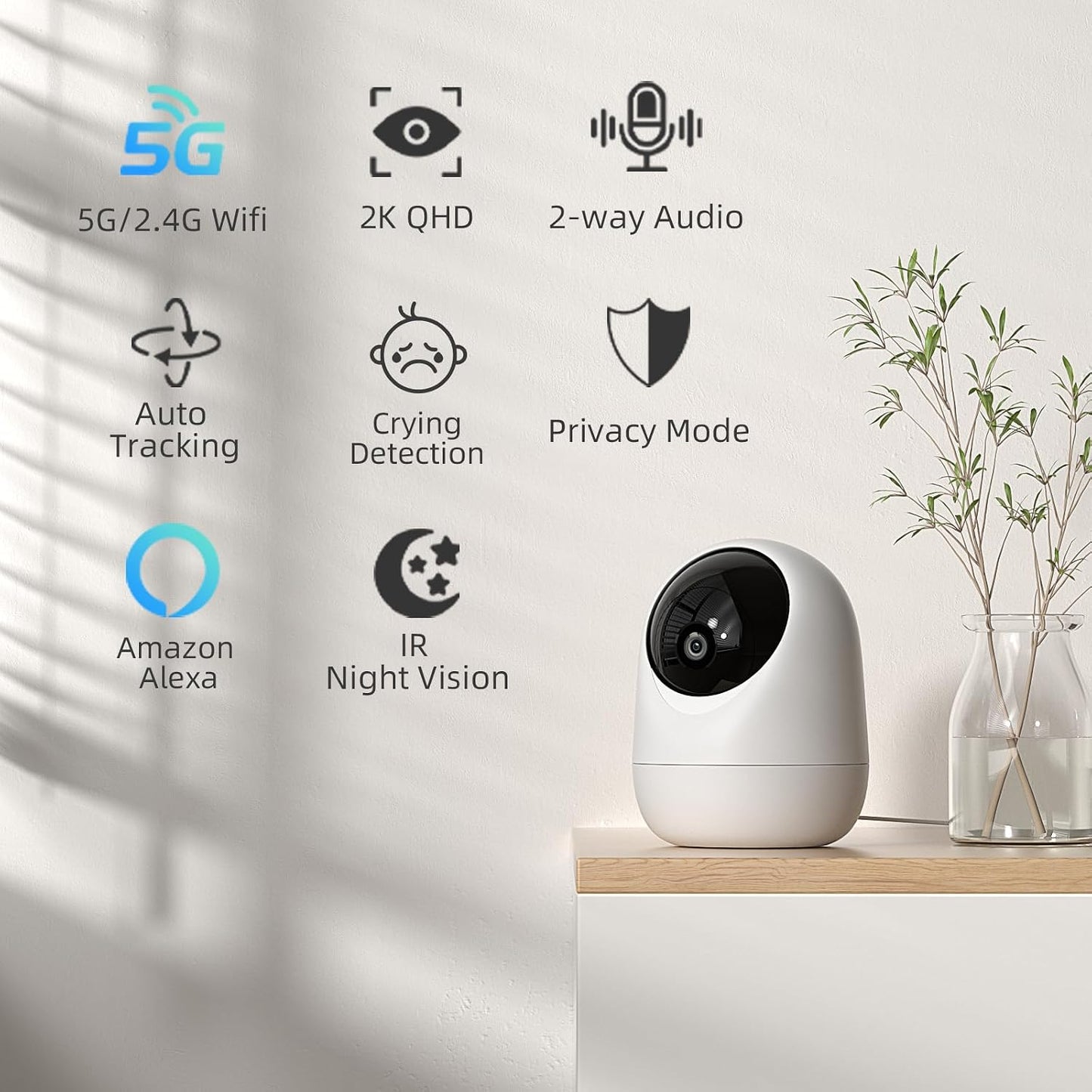 Rraycom 4Pack 2K 5G/2.4 360-Degree 24/7 Security Camera Indoor GHz Wi-Fi, Baby Monitor Pet/Dog Camera for Home