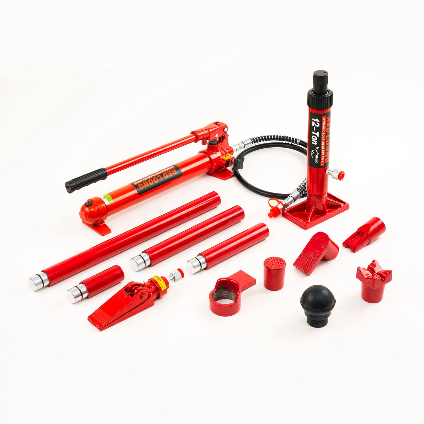 REDLOONG 6-20 Ton Porta Power Hydraulic Jack Kit, Heavy Duty Hydraulic Ram & Pump Set, Auto Body Frame Repair Tool with Extension Tubes for Car, Truck & Garage (tons, 12T)