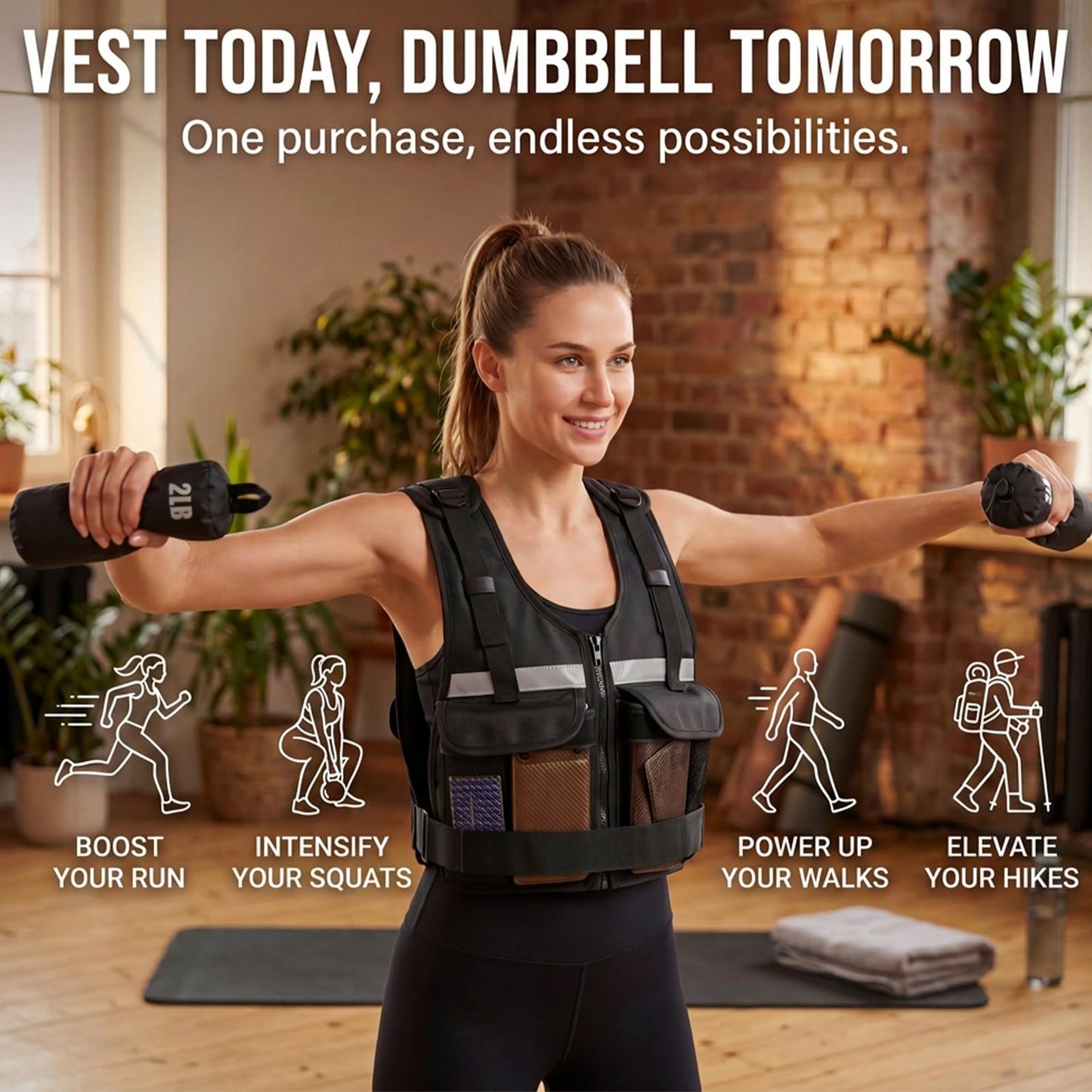 DeerFable 2026 Upgrade Adjustable Weighted Vest 2-16 lbs, Zip Design Weight Vest for Women & Men, Durable Strength Training Vest with Reflective Strips & Pockets, Ideal for Walking Running/Rucking/HIIT/Home/Gym
