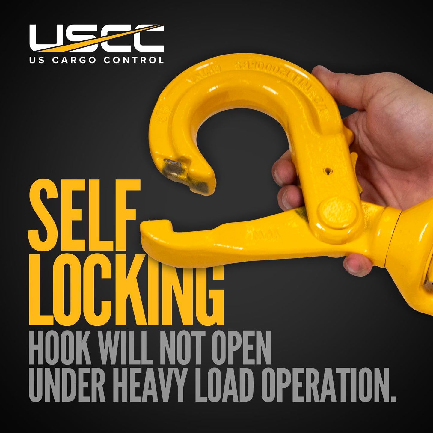 US Cargo Control 1/2 Inch Swivel Self-Locking Hooks (4-Pack), G80 Chain Hooks, 12,000 LBS Working Load Limit, Heavy Duty Swivel Hooks for Lifting Jobs, Load Binding Applications, & Trailers