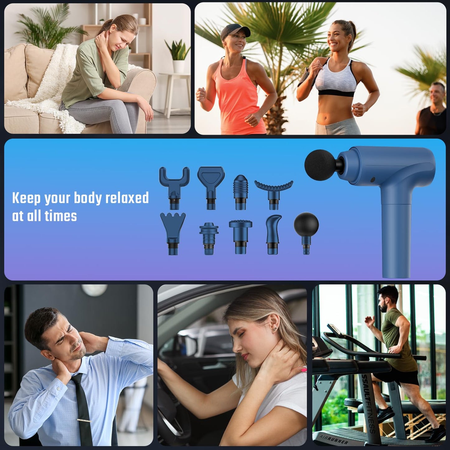 cotsoco Massage Gun Deep Tissue, Muscle Massage Gun Back Massager for Pain Relief, 20 Speeds Handheld Electric Massager Tool with Silent Brushless Motor, Suitable for Gym Office Home Travel