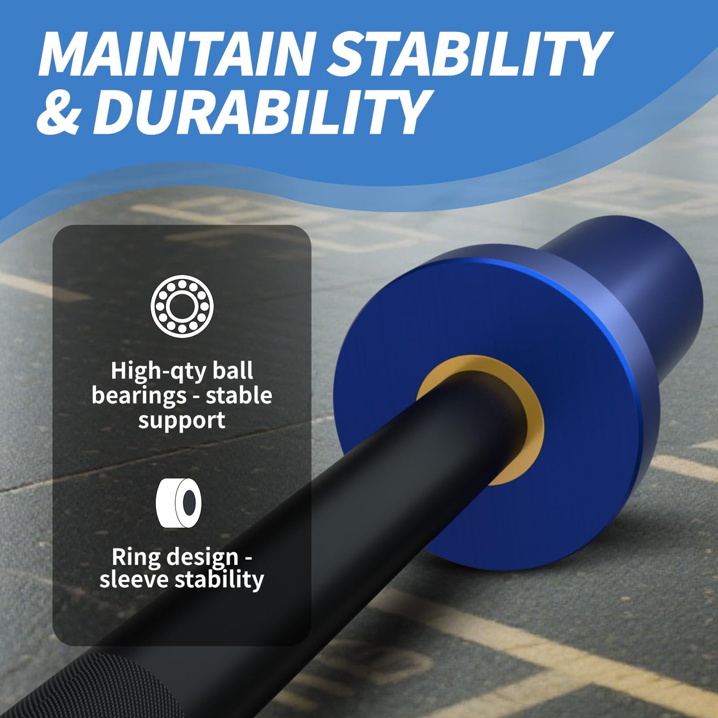 EGLES Kids Barbell 5.5LB Mini Barbell Bar 4ft for Kid Women & Beginners Weighted Bar - Compatible with 2-Inch Weight Plates, for Strength Training Gym Weight Lifting, Blue & black Training Bar
