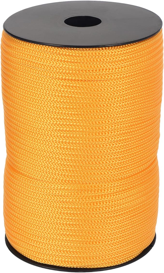 MECCANIXITY 5/32 Inch Polypropylene Rope Braided Ropes, 328ft Camping Rope Hollow Utility Cord for Clothesline, Hiking, Outdoor, Light Yellow