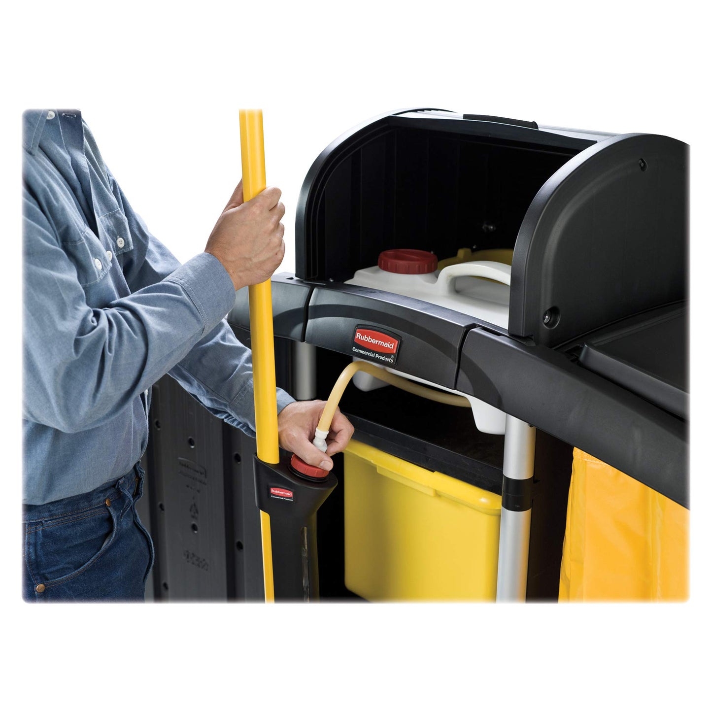 Rubbermaid Commercial Products HYGEN Pulse Single Sided Microfiber Spray Mop Kit for Hardwood/Tile/Laminated Floors Yellow Perfect for Kitchen/Lobby/Bathroom Cleaning