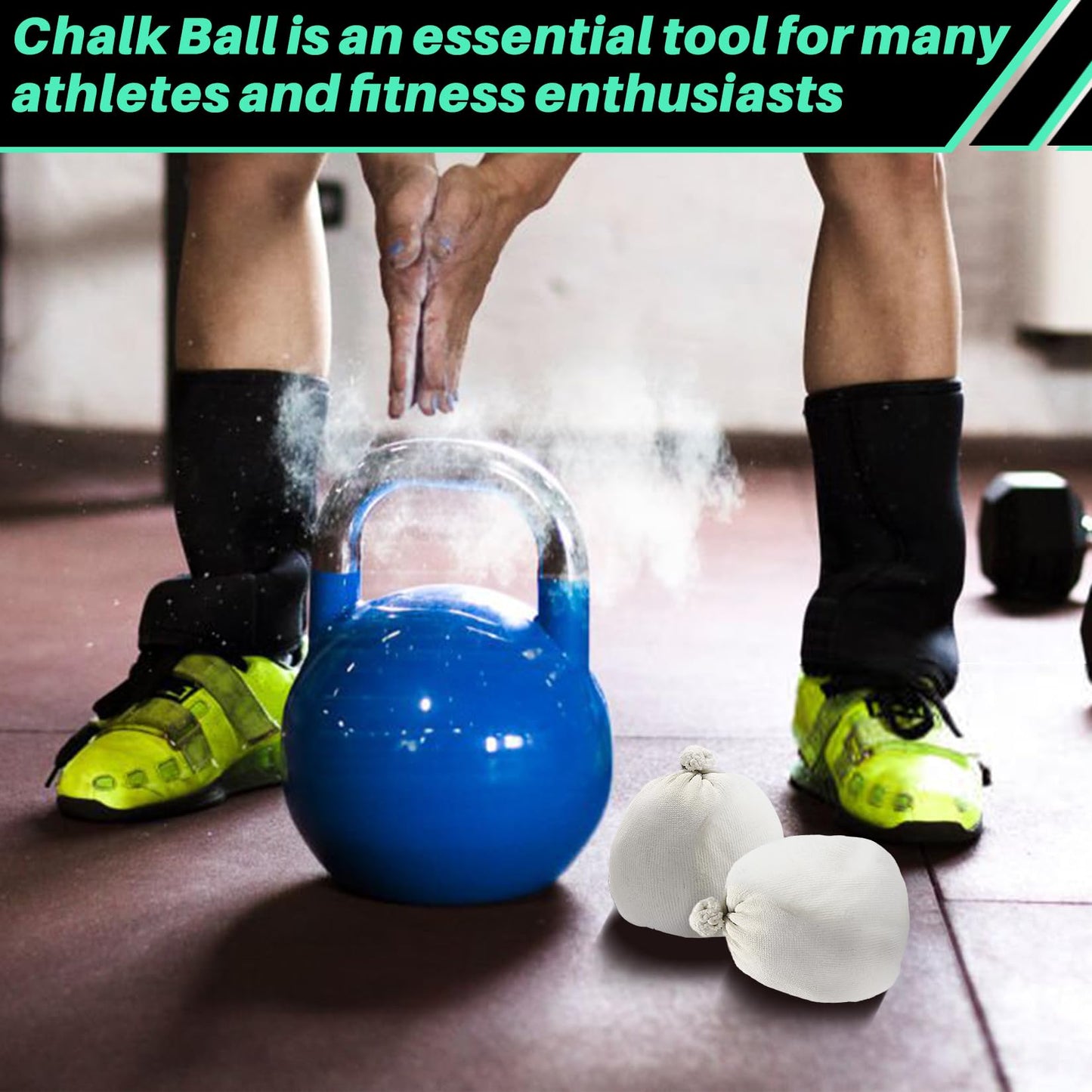RAINFLOW 2PCS Chalk Ball - Climbing Chalk Gymnastics Magnesium Lifting for Gym, Gymnastics, Grip, Climbing, Weightlifting (2PCS Chalk Ball)