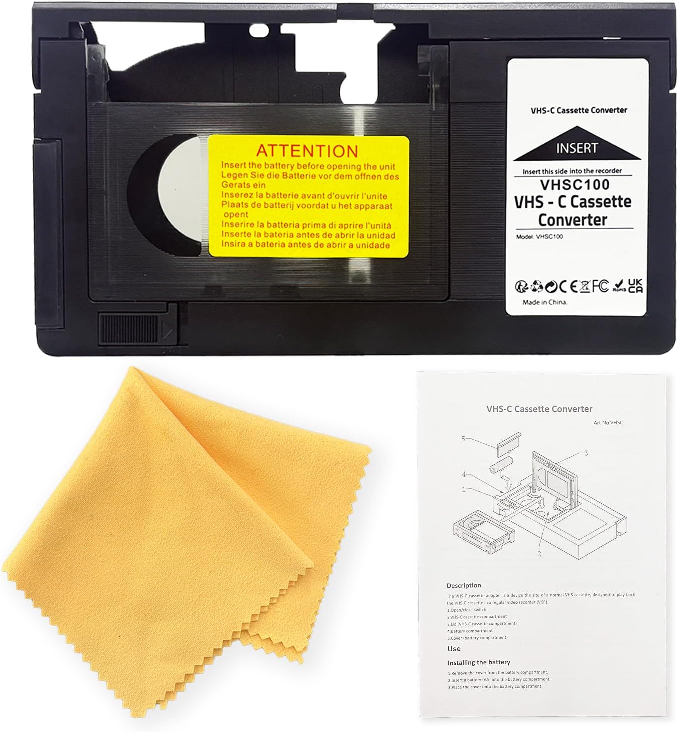 Cassette 8mm/Minidv/Hi8 Motorized VHS-C to VHS Adapter - Ideal for VCR Player, VHS Tape for Camcorder to Digital