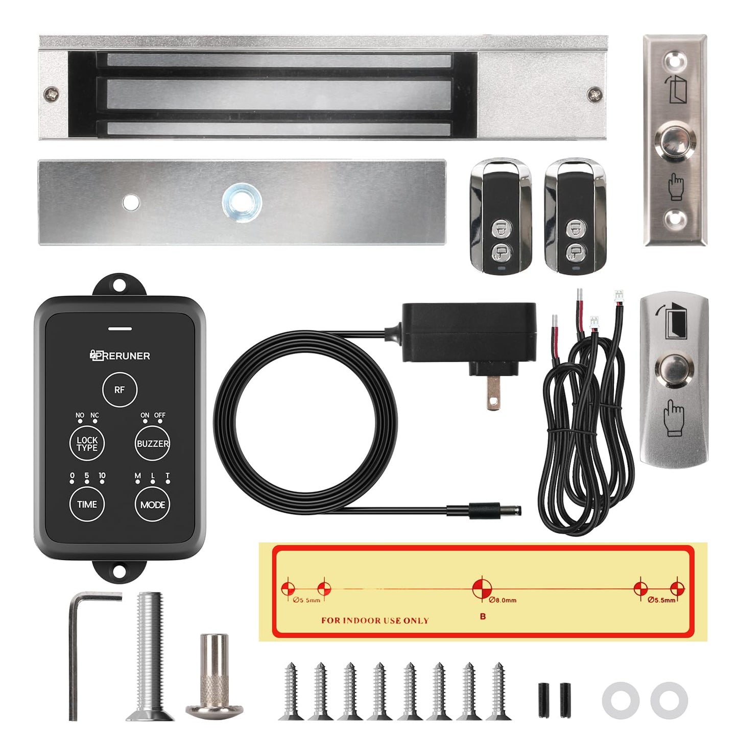 𝙐𝙥𝙜𝙧𝙖𝙙𝙚 600lbs Electromagnetic Door Lock Access Control Outswinging.600lbs/280kg Electric Door Magnetic Lock Kit System with 2 Remote Control、Integrated Power Box