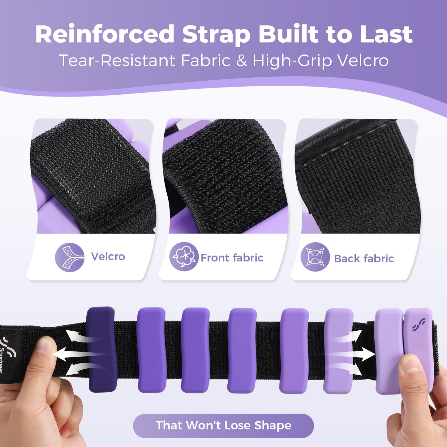 Sportneer Wrist & Ankle Weights for Women & Men Set of 2 (1LB/2LB Each) - Soft Silicone Arm & Leg Weights for Pilates, Yoga, Walking, Barre, Home Workout, Water Aerobics(Halo Violet, 1 LB x 2)