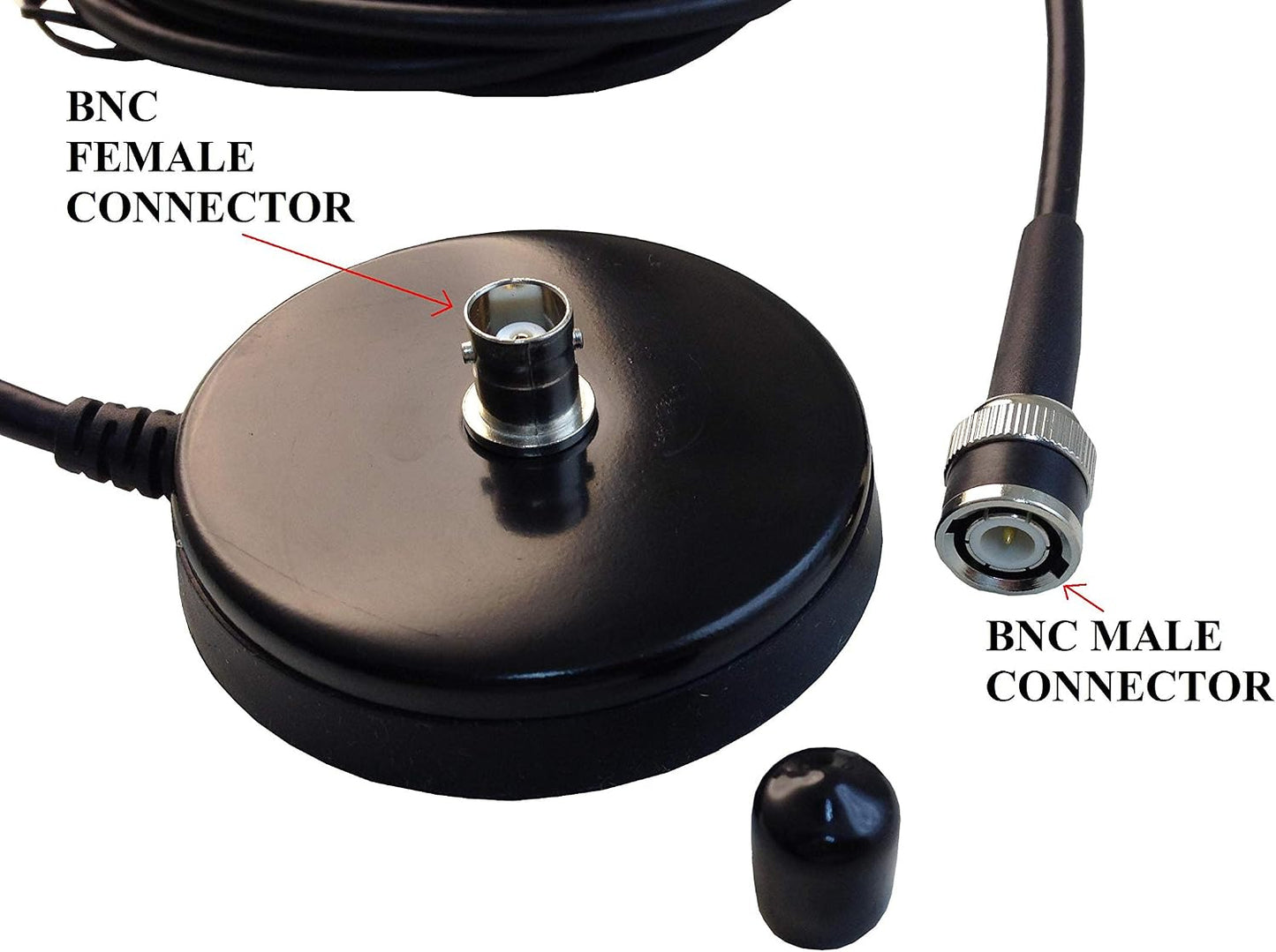 Anteenna TW-35B RG-58 Magnetic Antenna Mount with BNC Female Connector and Coax Cable for Handheld Ham Radio & Two-Way